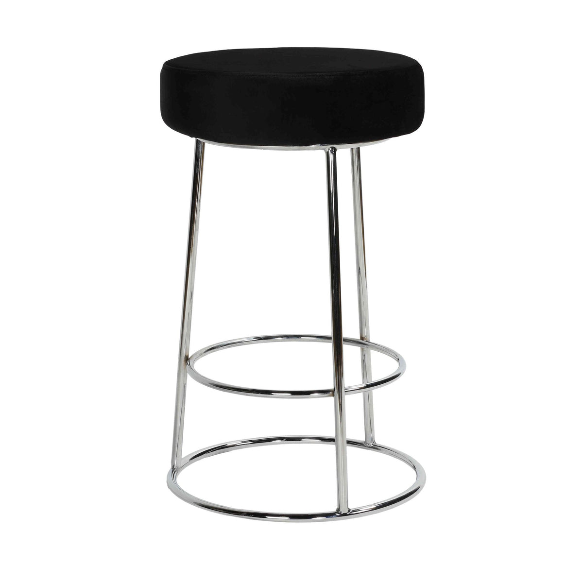 Cortesi Home Bodiam Counterstool in Black Velvet, with Chrome, 24&quot;