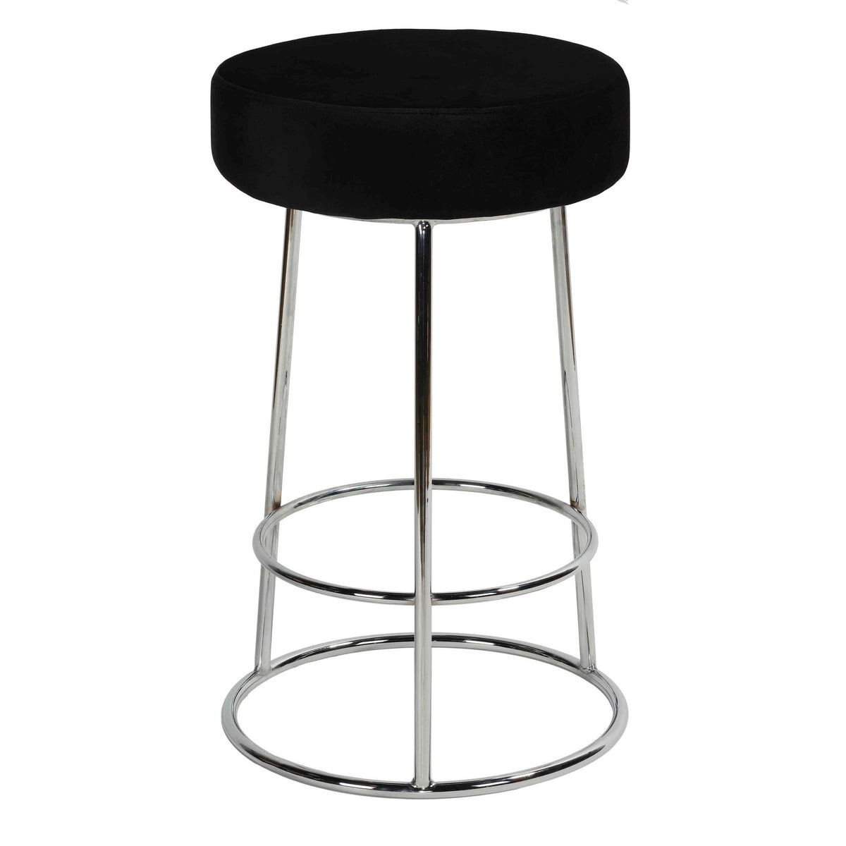 Cortesi Home Bodiam Counterstool in Black Velvet, with Chrome, 24&quot;