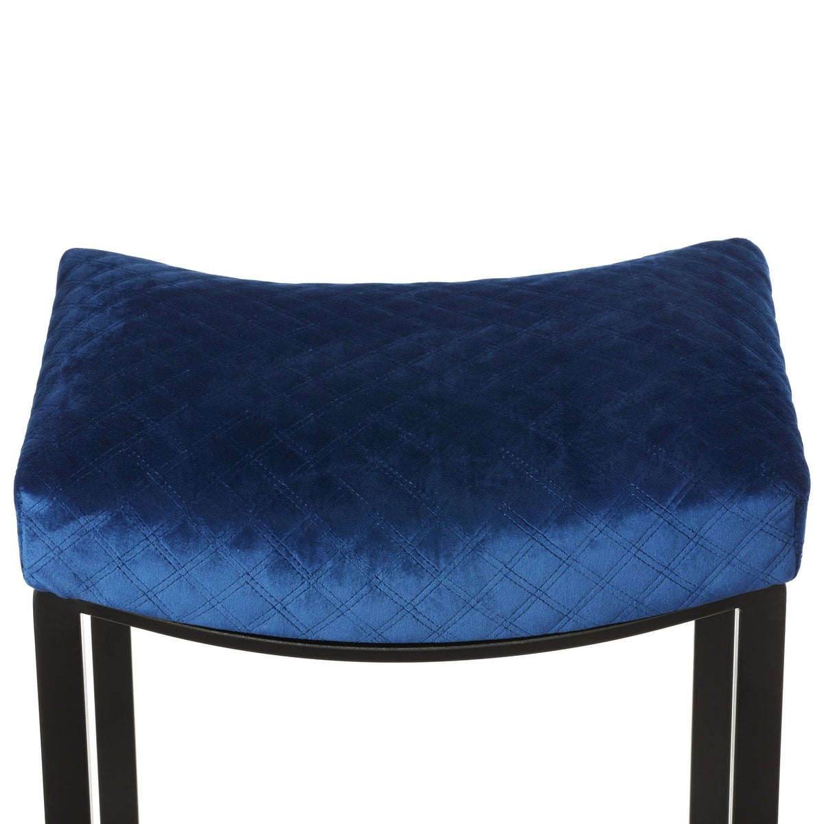 Cortesi Home Portales Counterstool, Brushed Black Legs and Navy Blue Fabric