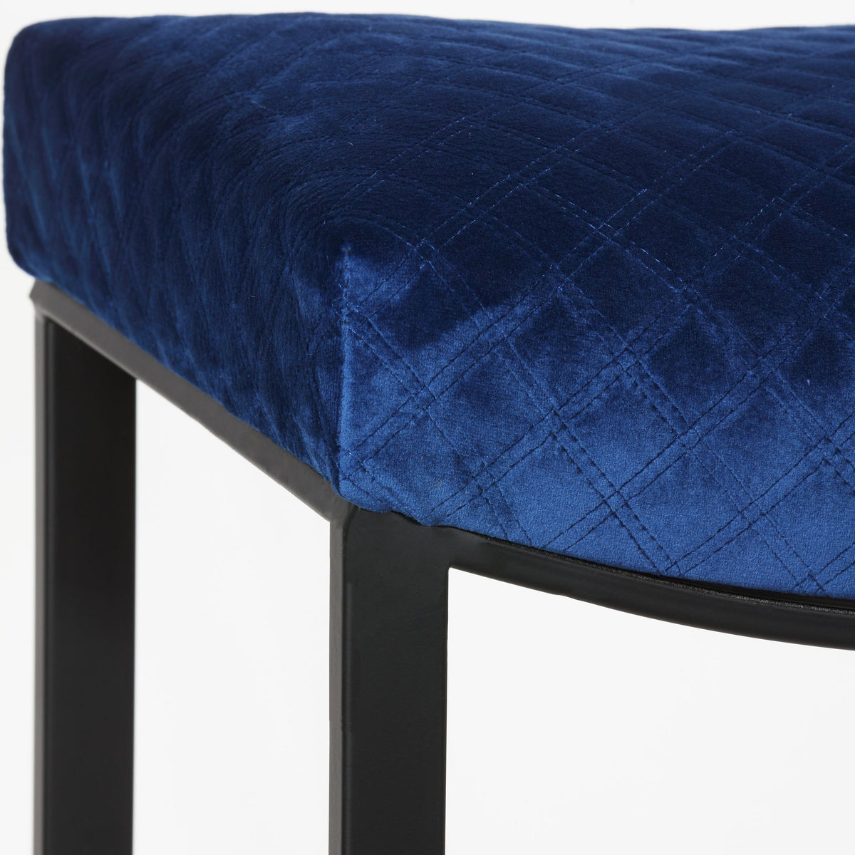 Cortesi Home Portales Counterstool, Brushed Black Legs and Navy Blue Fabric