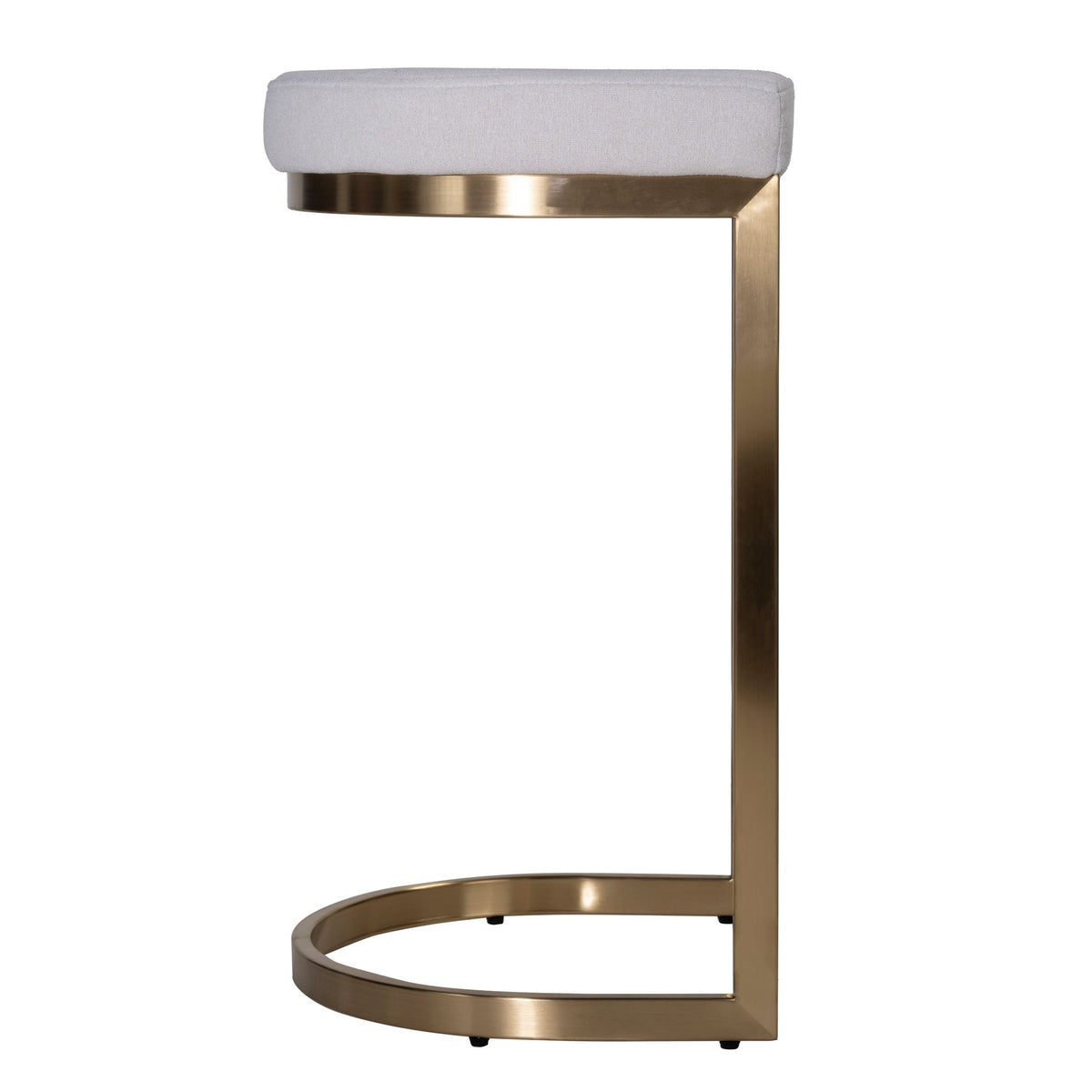 Cortesi Home Elon Halfmoon Counter Stool in Brushed Gold Stainless Steel, Soft Ivory Fabric