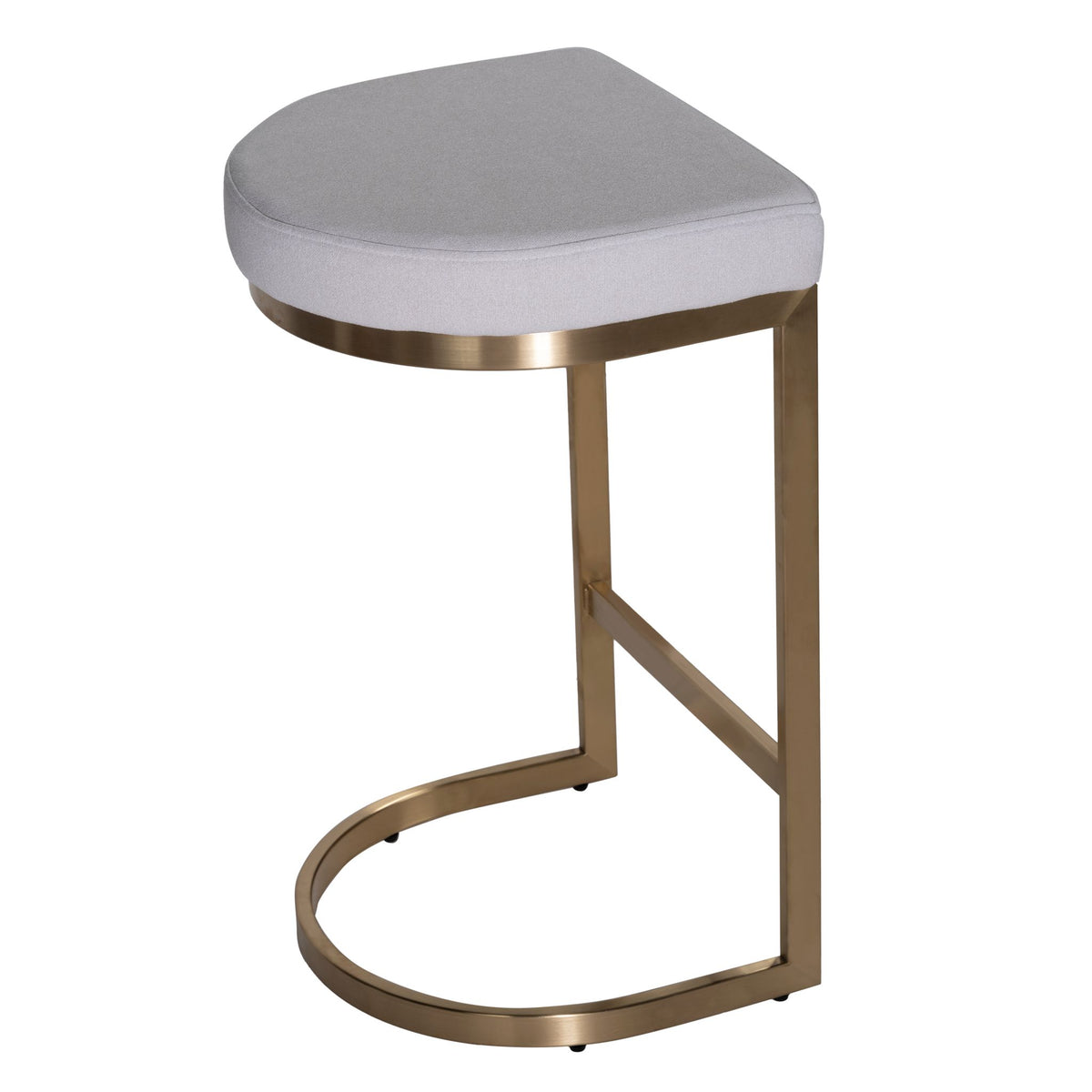 Cortesi Home Elon Halfmoon Counter Stool in Brushed Gold Stainless Steel, Soft Ivory Fabric