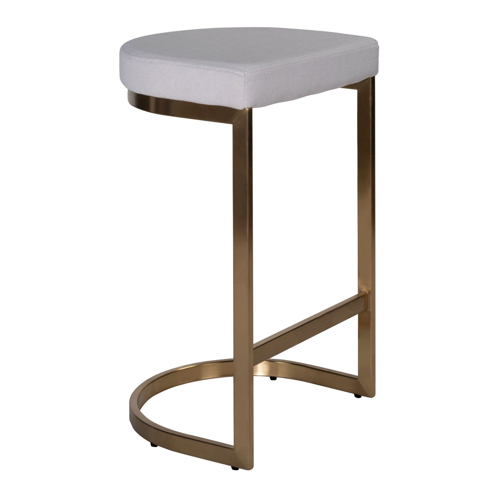 Cortesi Home Elon Halfmoon Counter Stool in Brushed Gold Stainless Steel, Soft Ivory Fabric