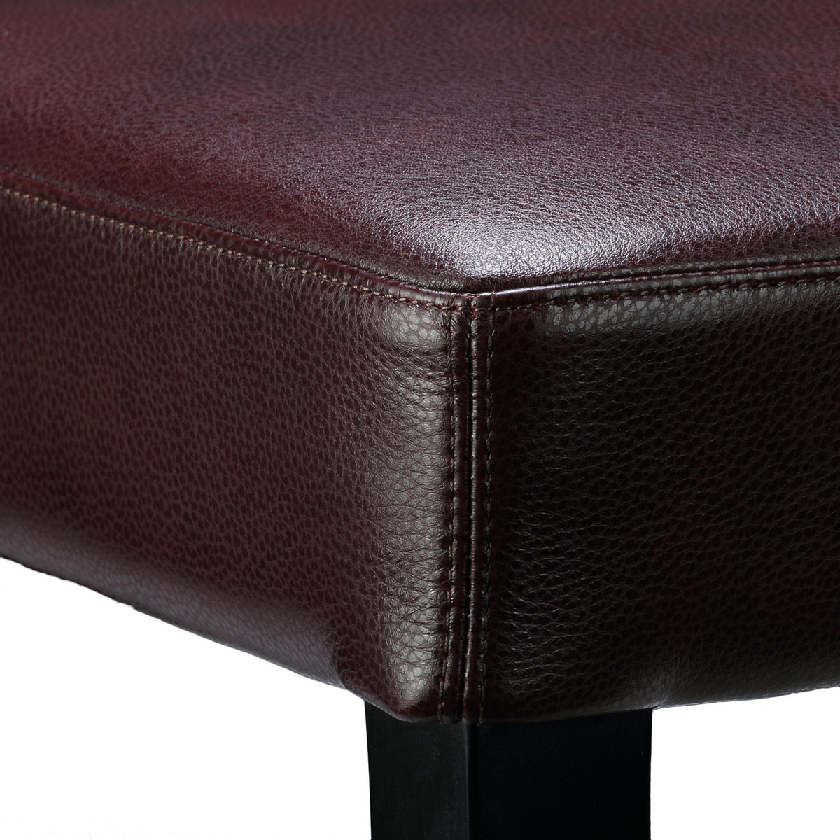 Cortesi Home Boulder Counter Stool in Genuine Leather with Black Legs, Merlot 24&quot;