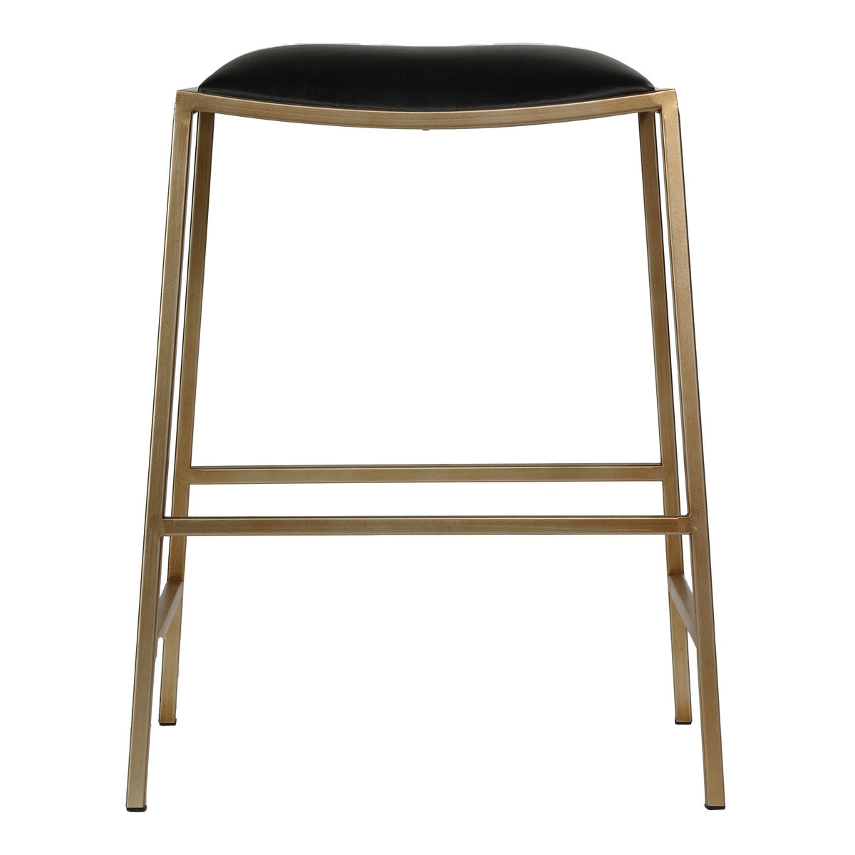 Hardi Counterstool Gold Metal Frame with Wide Black Seat, 25.5&quot; Tall