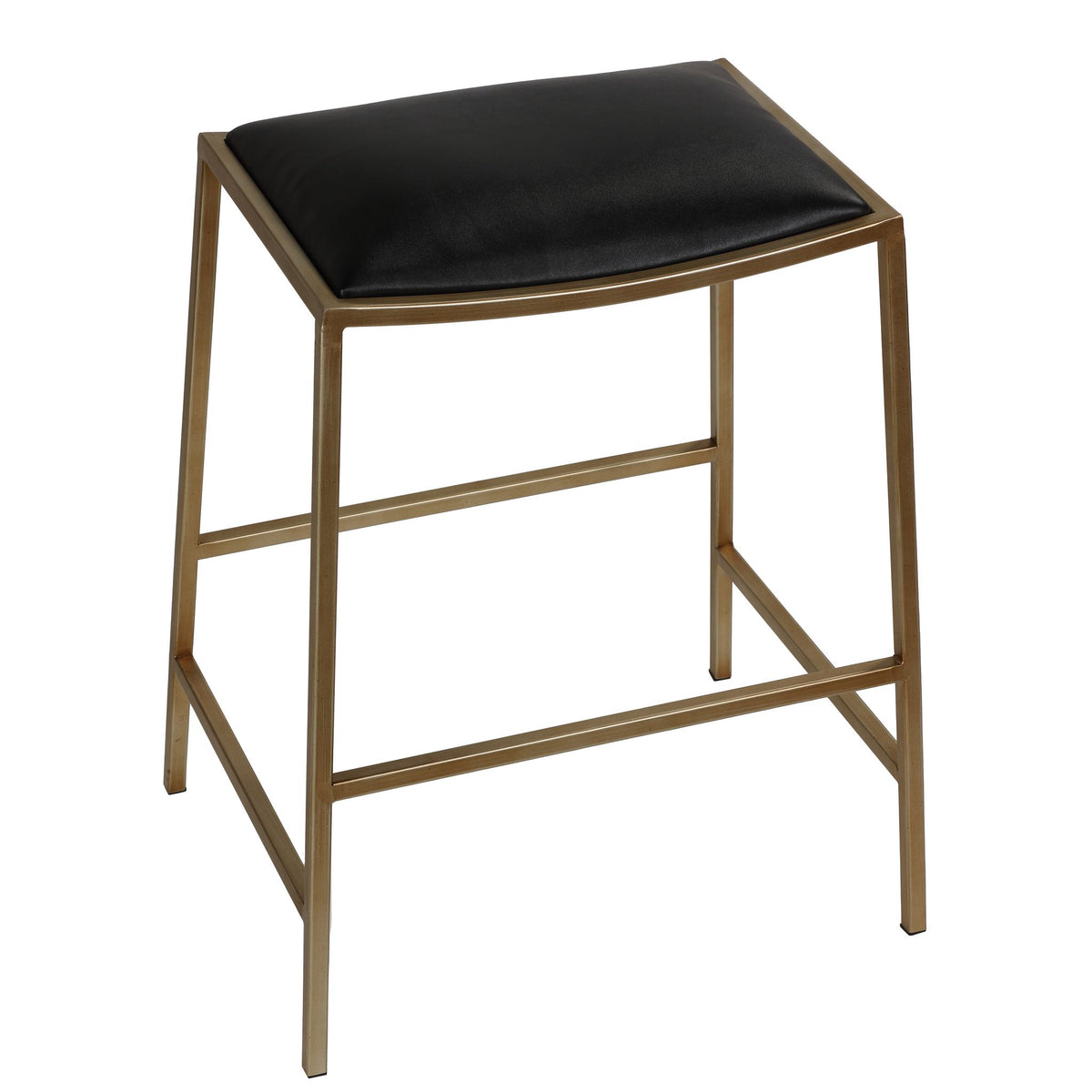Hardi Counterstool Gold Metal Frame with Wide Black Seat, 25.5&quot; Tall
