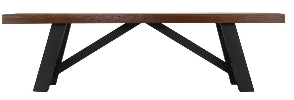 Cortesi Home Marli Dining Bench with Black Steel Heavy Duty Trestle Legs, 61&quot; Wide