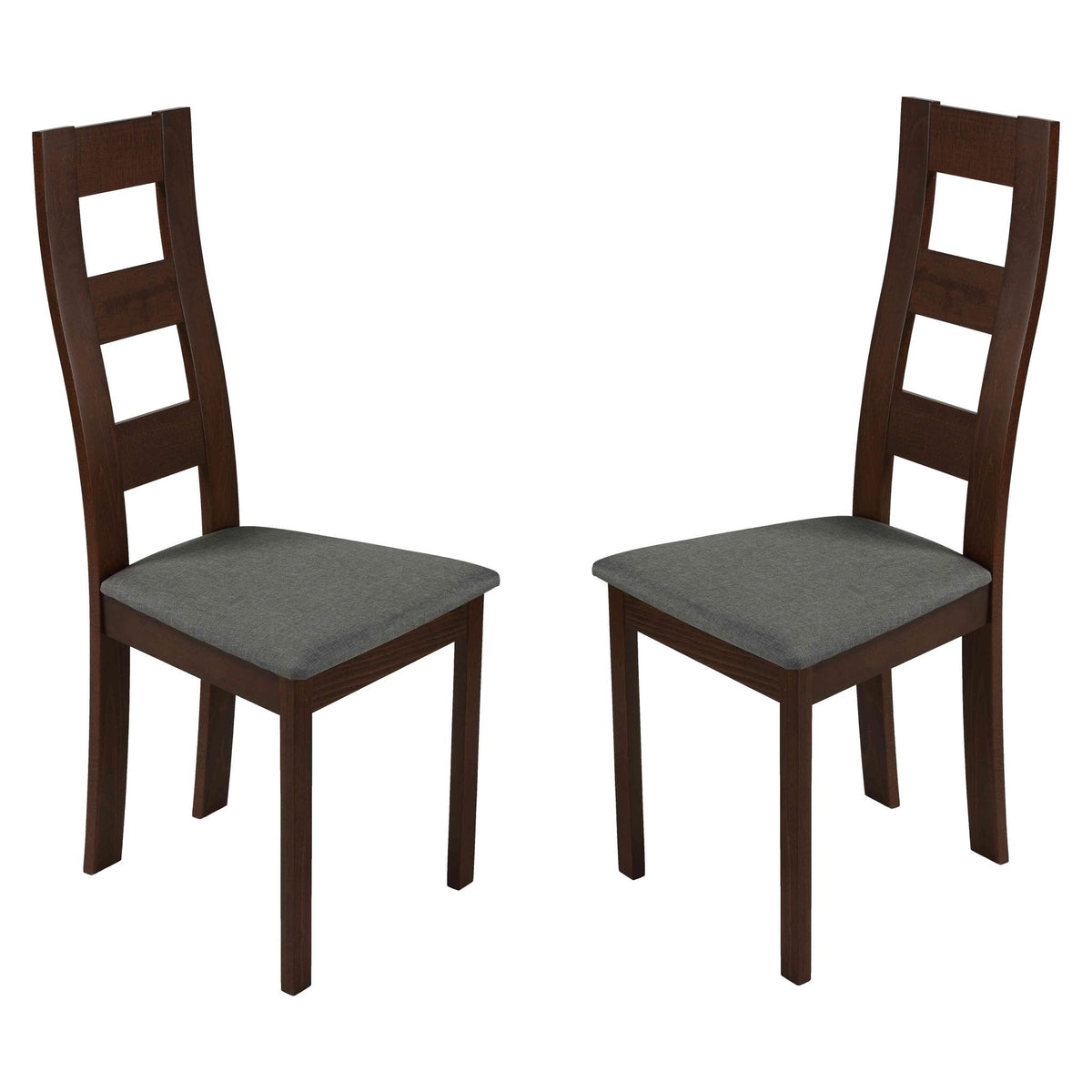 Cortesi Home Cuadro Dining Chair in Charcoal Fabric, Walnut Finish (Set of 2)