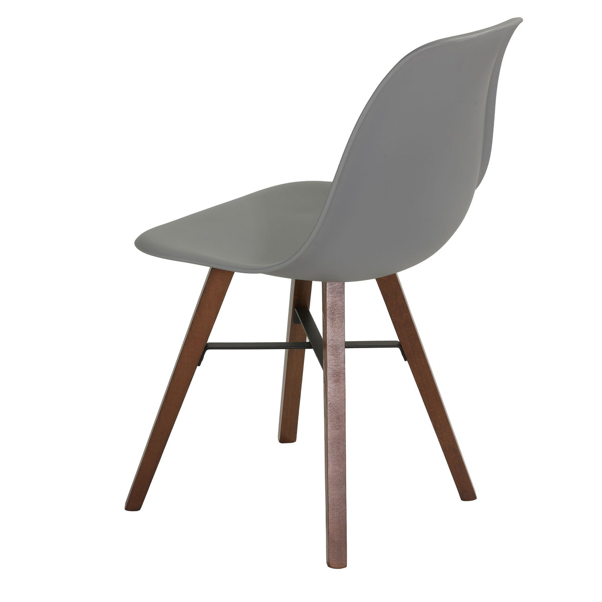 Cortesi Home Xena Dining Chair in Grey Plastic, Walnut Finish Legs (Set of 4)