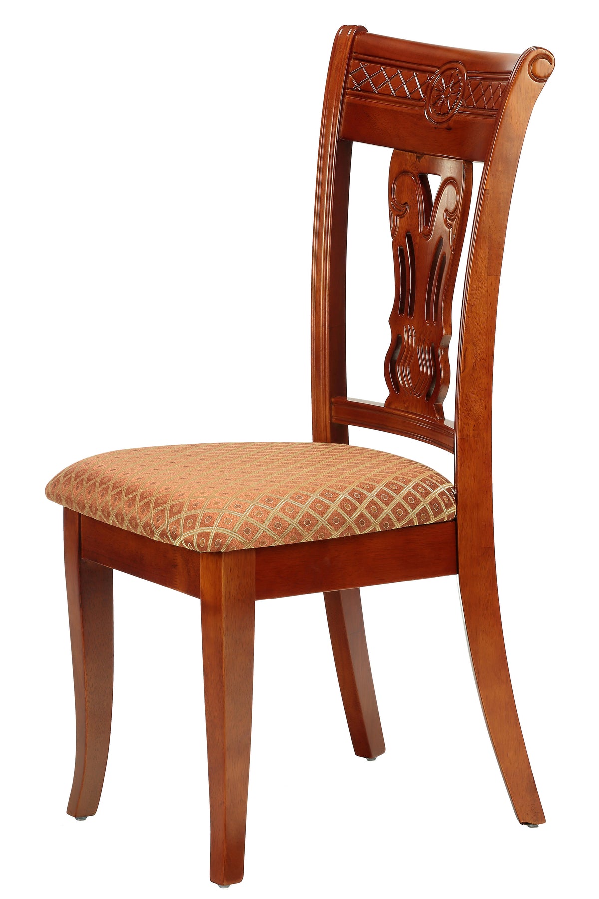 Cortesi Home Josephine Queen Ann Harp Back Dining Chair in Brown and Gold Brocade (Set of 2)