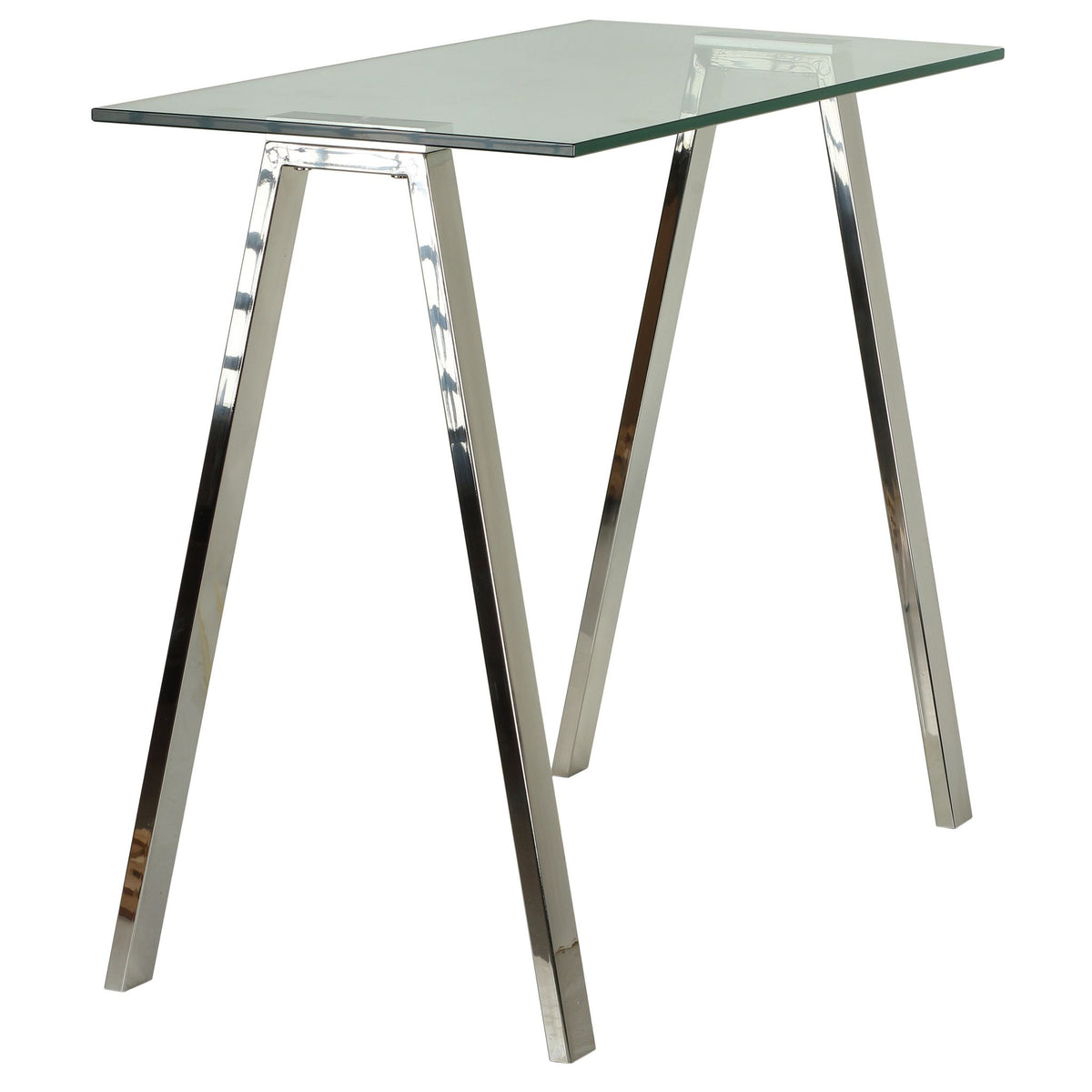 Cortesi Home Trixie Glass Top Desk / Console Table with Stainless Steel Frame