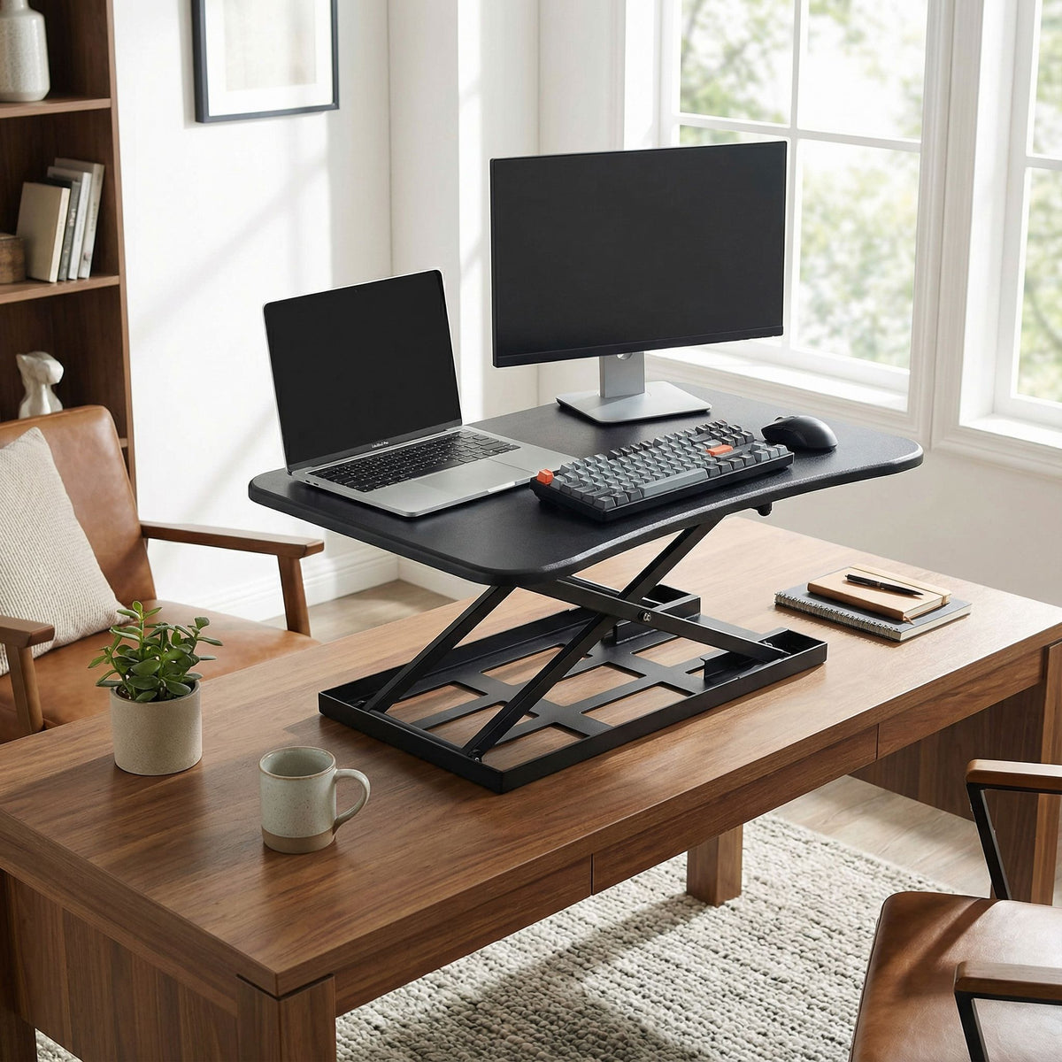 Cortesi Home Ursa Height Adjustable Standing Desk Converter, Black