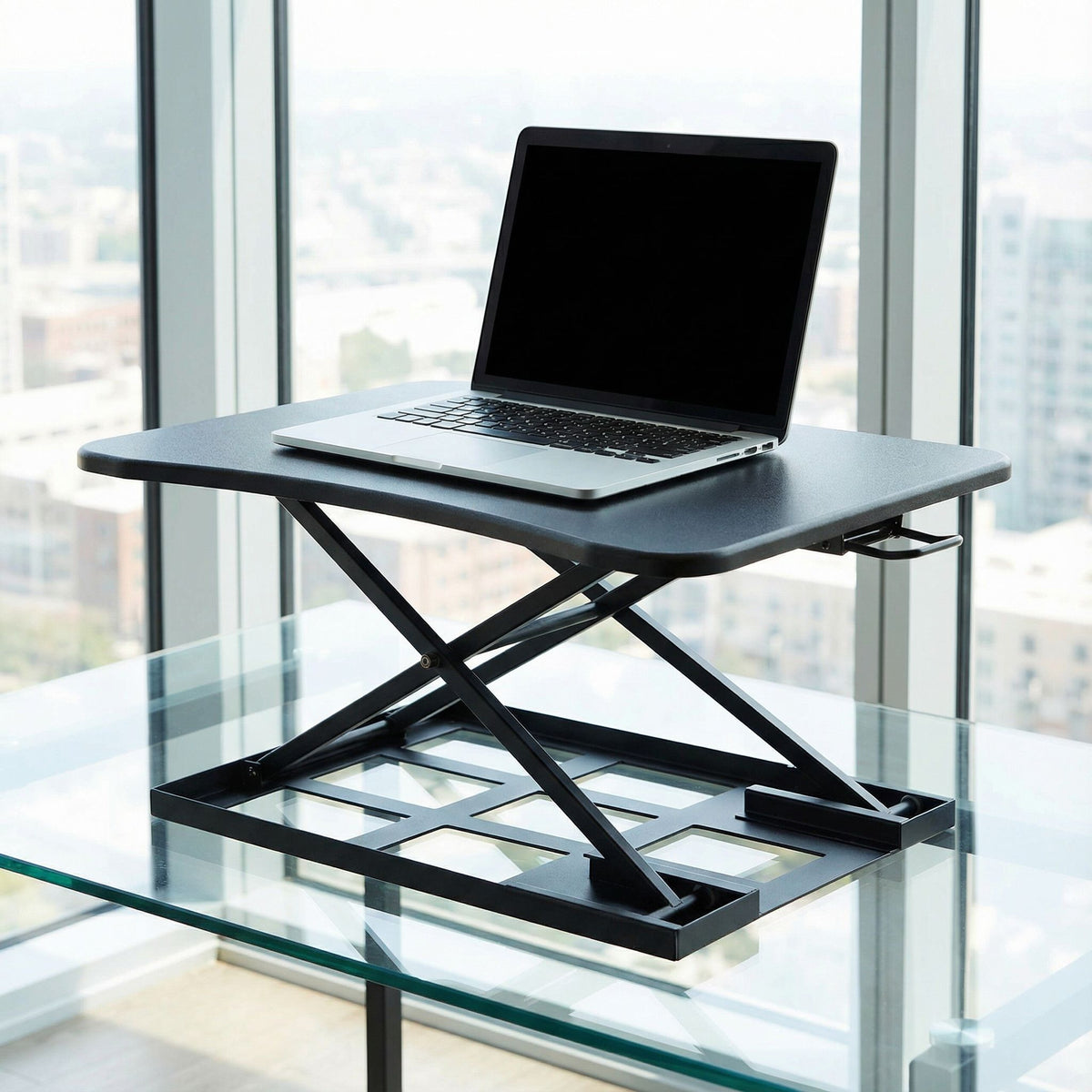 Cortesi Home Ursa Height Adjustable Standing Desk Converter, Black