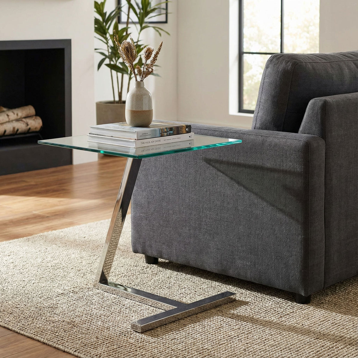 Cortesi Home Zee Square Glass End Table, 18x18x20