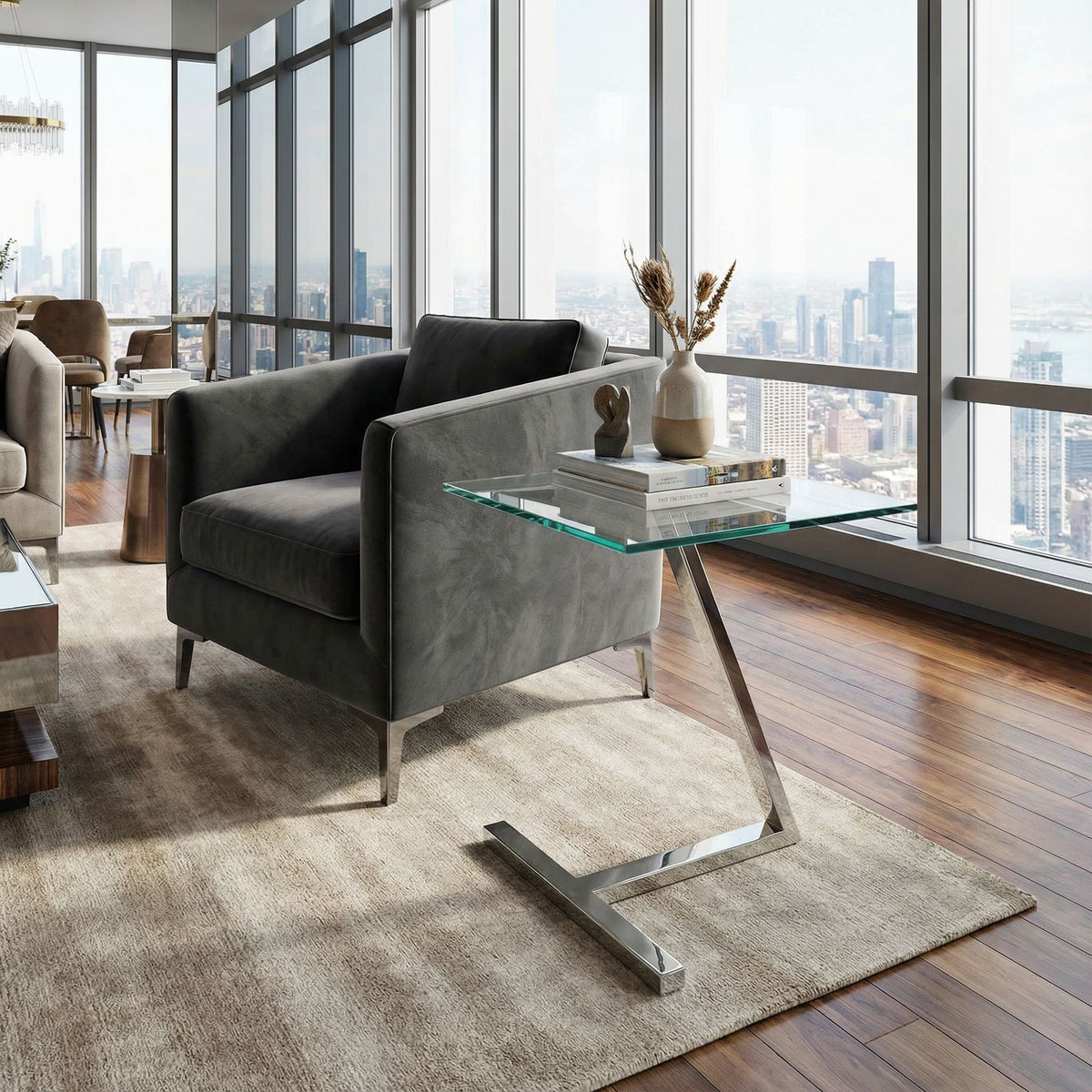 Cortesi Home Zee Square Glass End Table, 18x18x20