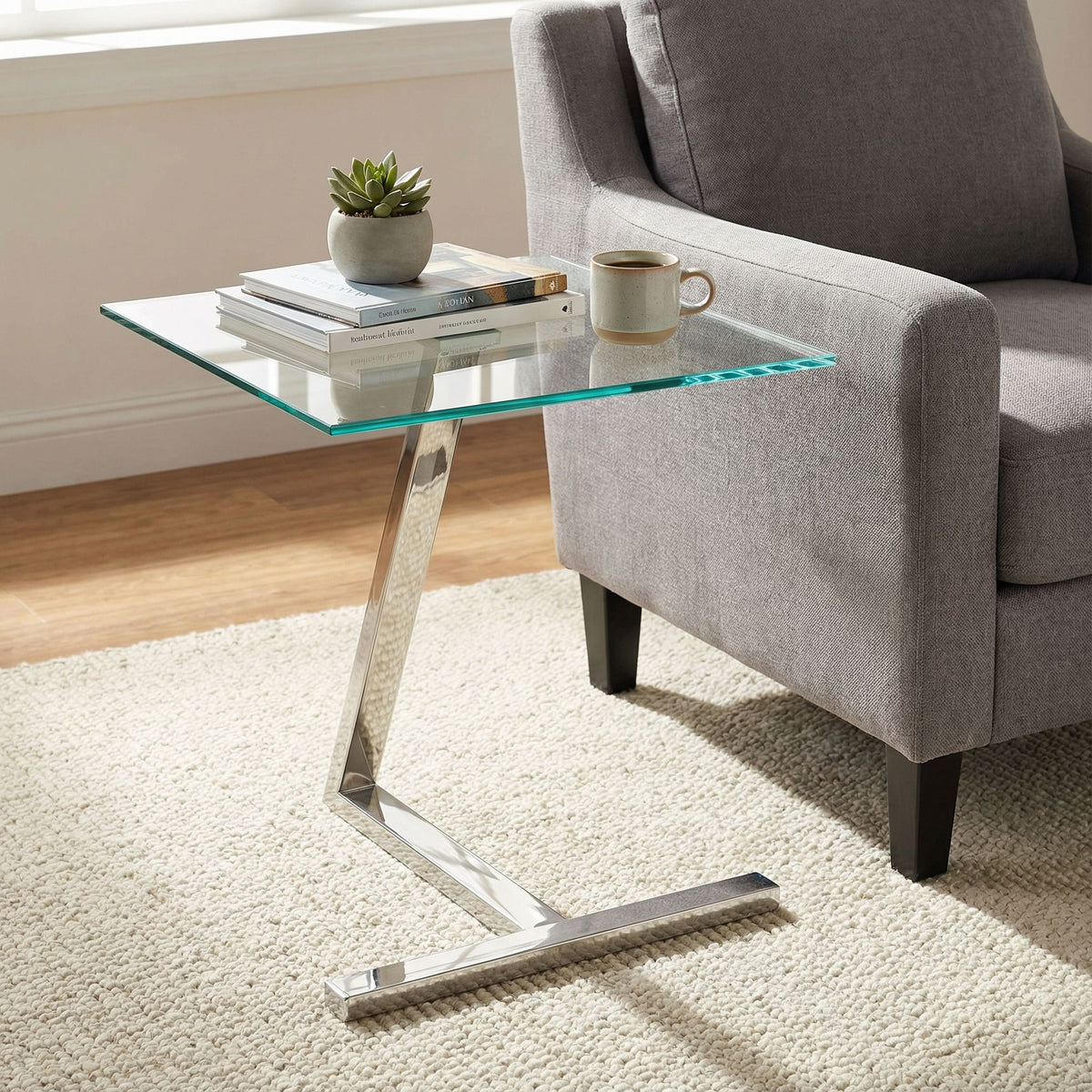 Cortesi Home Zee Square Glass End Table, 18x18x20