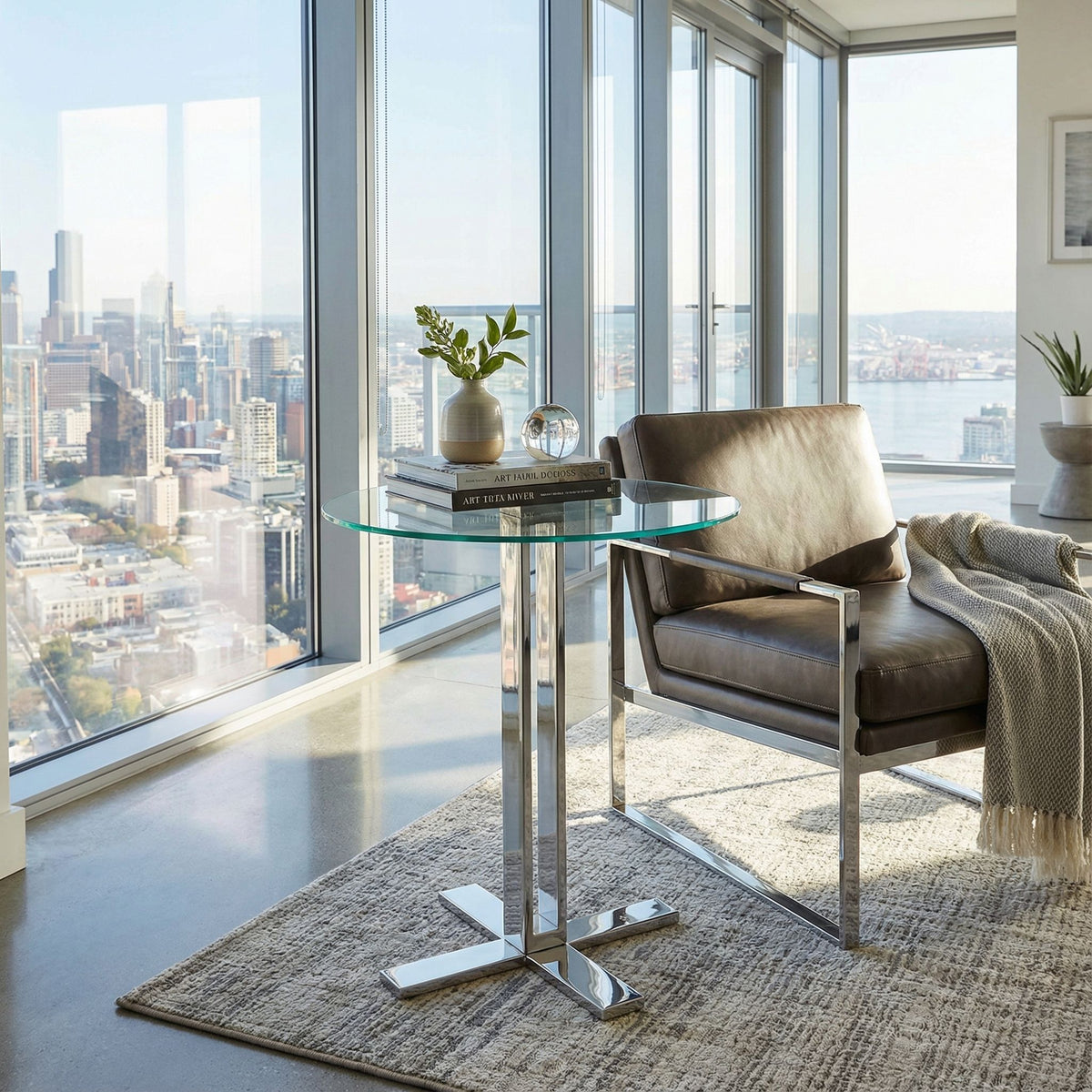 Cortesi Home Solen Round Glass End Table