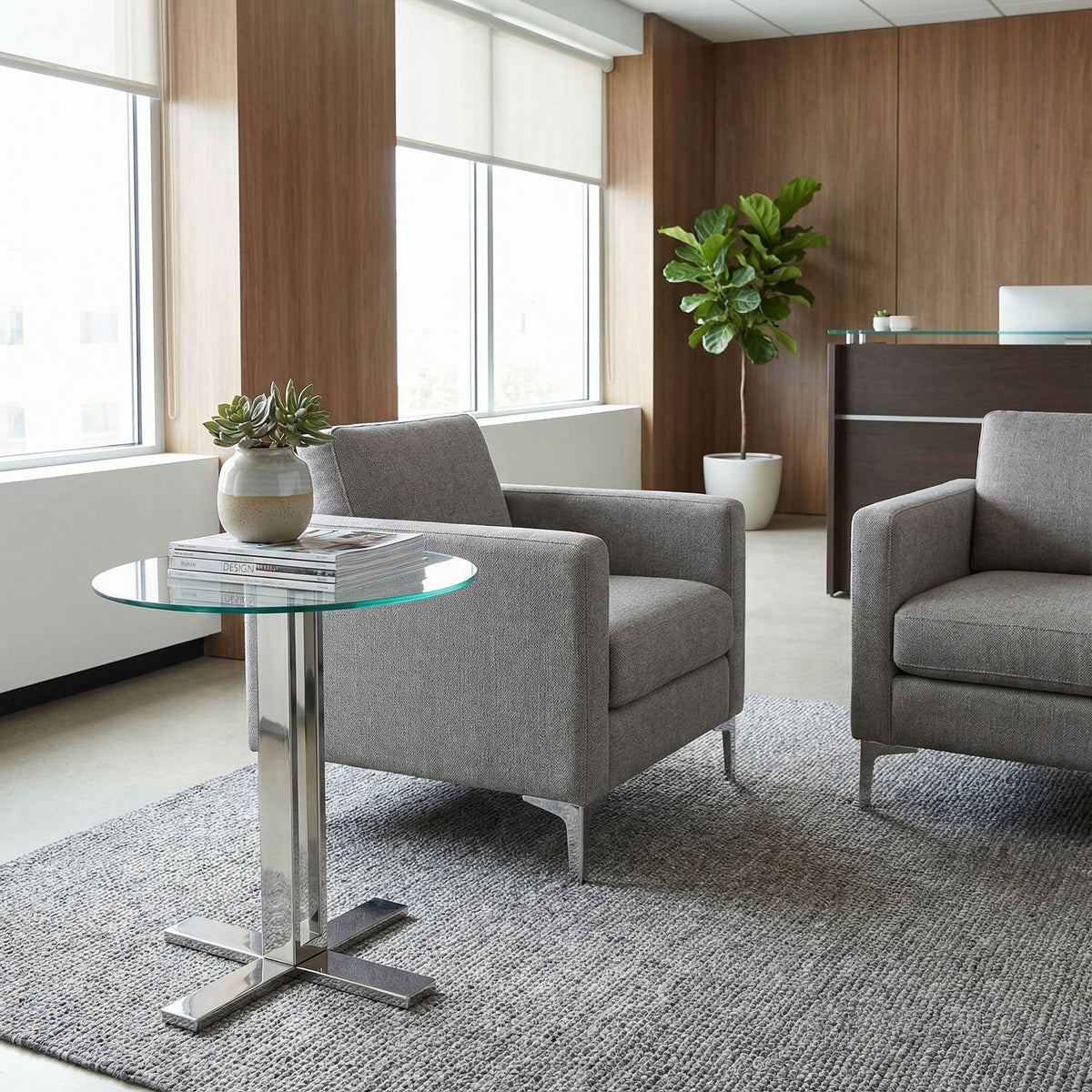 Cortesi Home Solen Round Glass End Table