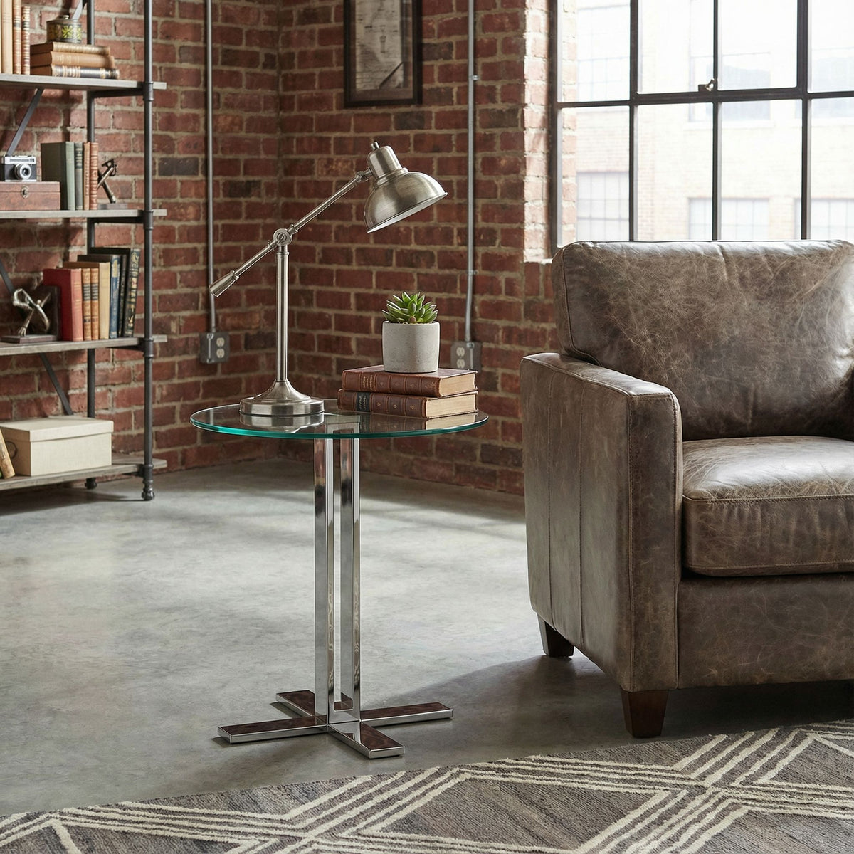 Cortesi Home Solen Round Glass End Table