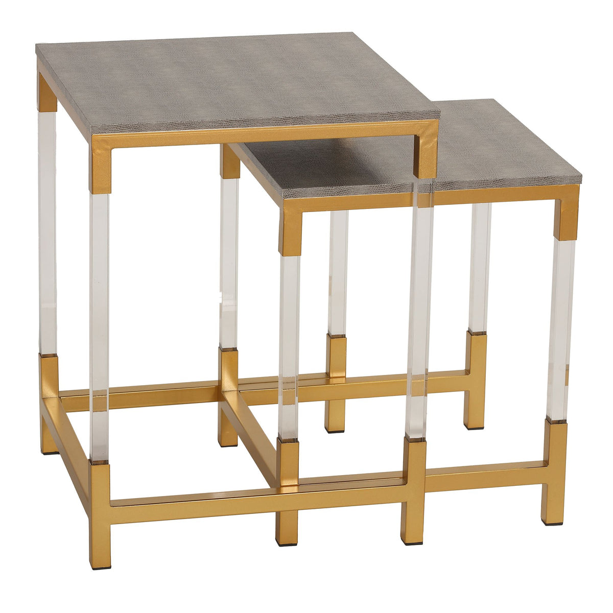 Cortesi Home Annidarsi Square Nesting Tables with Clear Acrylic Legs, Set of 2