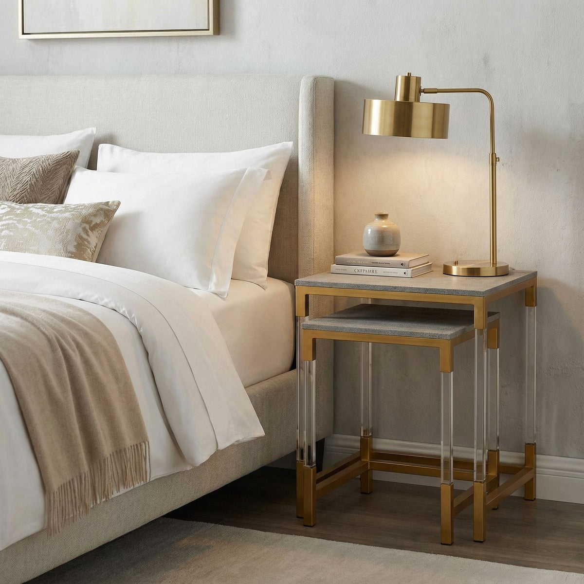 Cortesi Home Annidarsi Square Nesting Tables with Clear Acrylic Legs, Set of 2