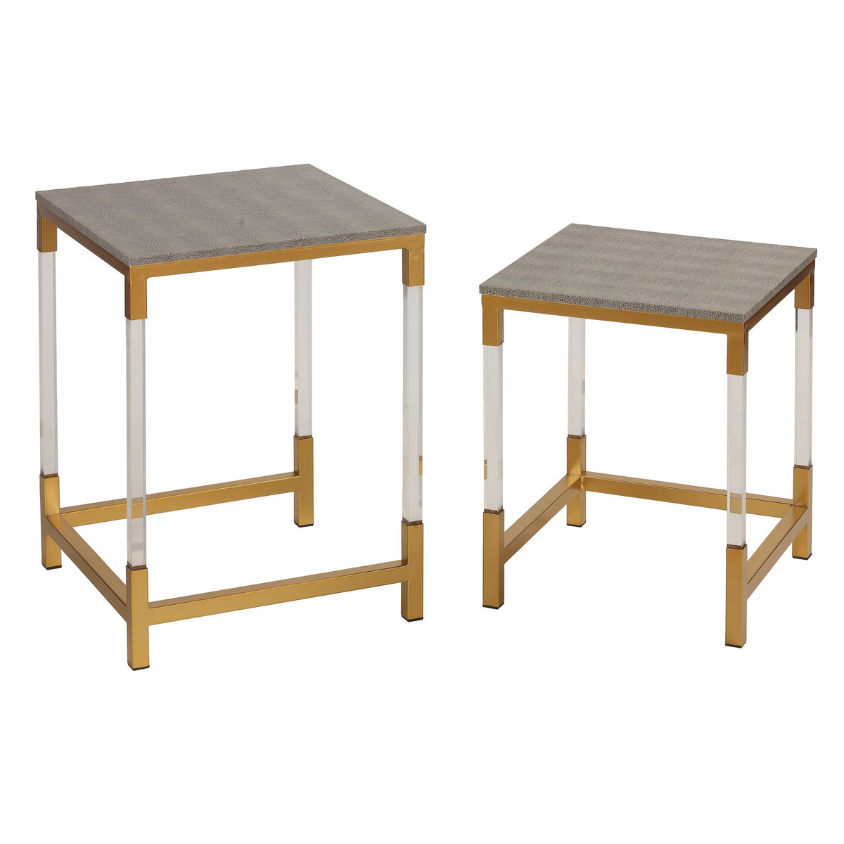 Cortesi Home Annidarsi Square Nesting Tables with Clear Acrylic Legs, Set of 2