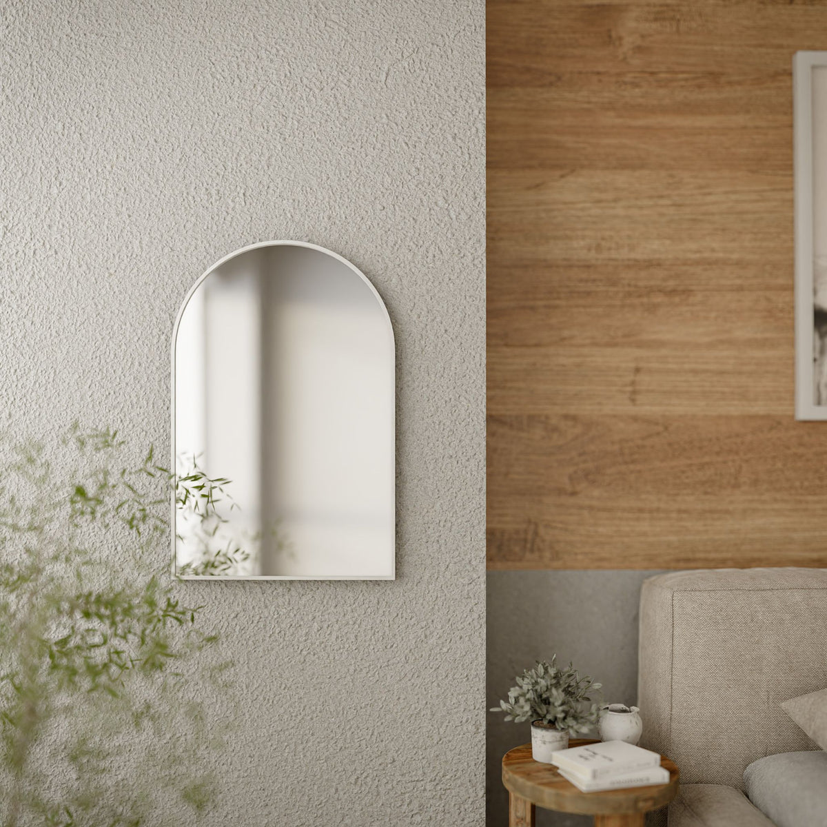 Cortesi Home Lucy Arched Mirror with Brushed Silver Aluminum Frame, 20x30