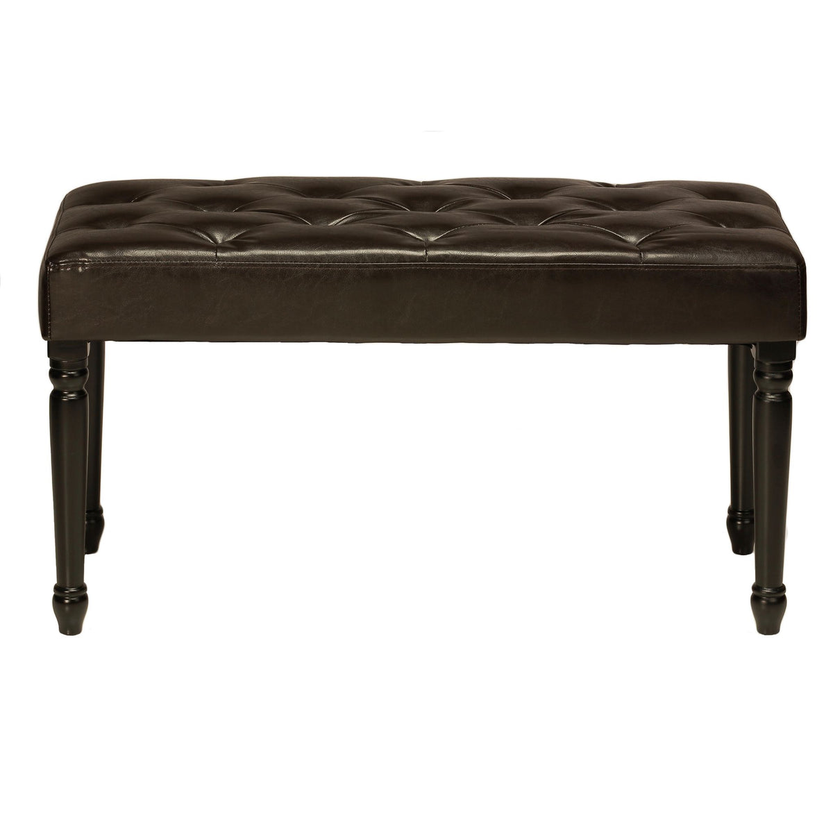 Cortesi Home Franz Espresso Brown Tufted Ottoman Piano Bench