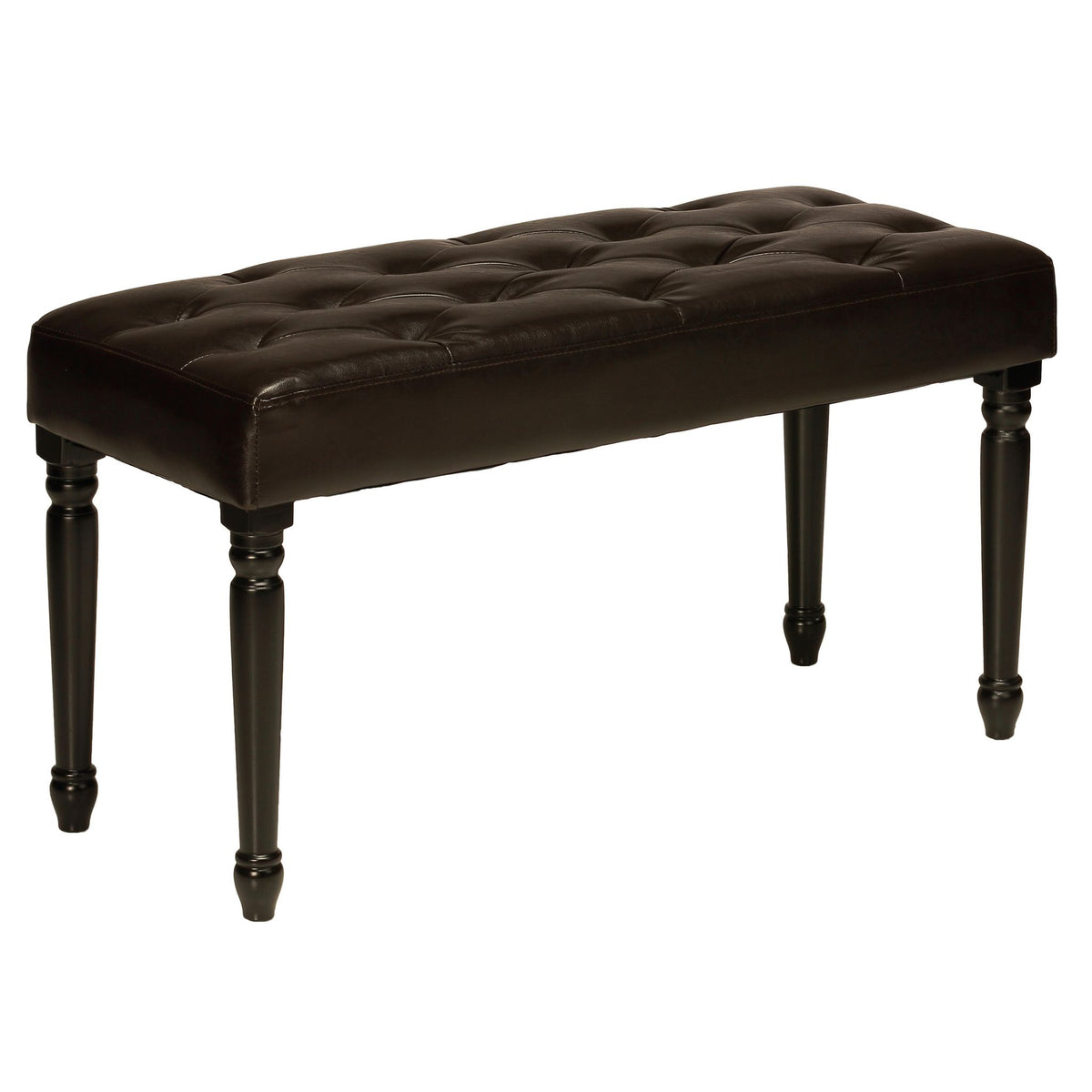 Cortesi Home Franz Espresso Brown Tufted Ottoman Piano Bench