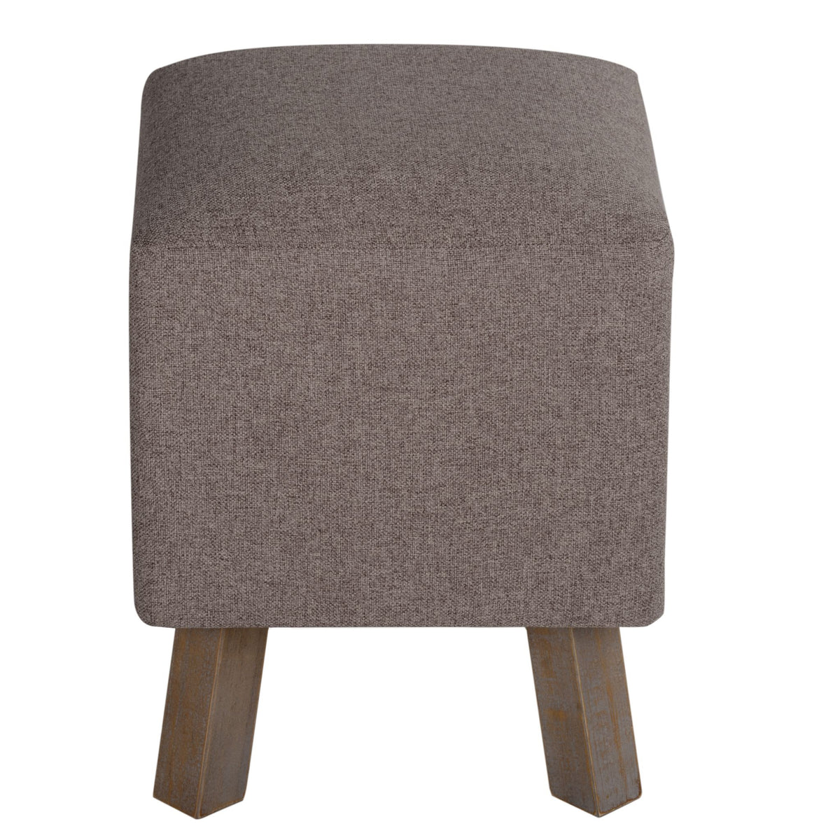 Cortesi Home Cuba Square Ottoman, Taupe Fabric with Wood Legs