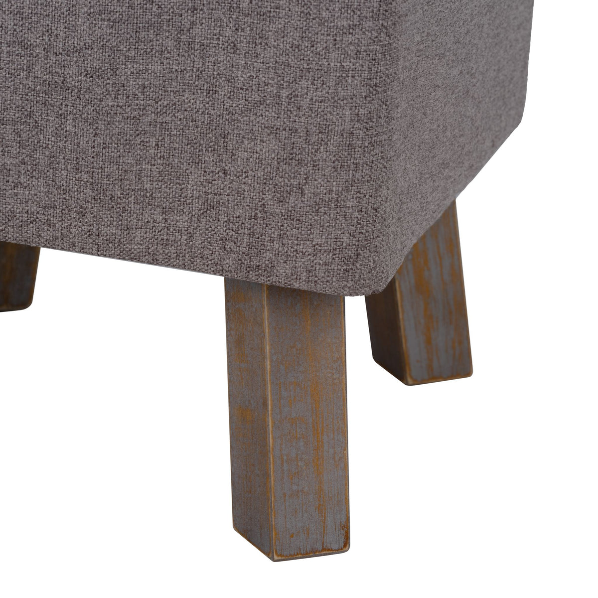 Cortesi Home Cuba Square Ottoman, Taupe Fabric with Wood Legs