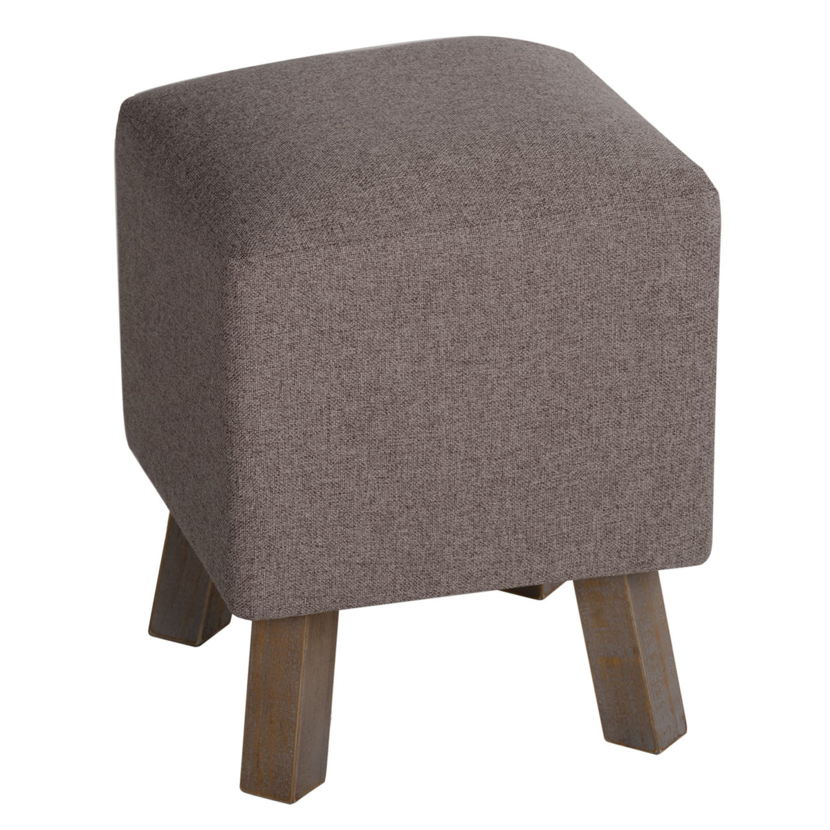 Cortesi Home Cuba Square Ottoman, Taupe Fabric with Wood Legs