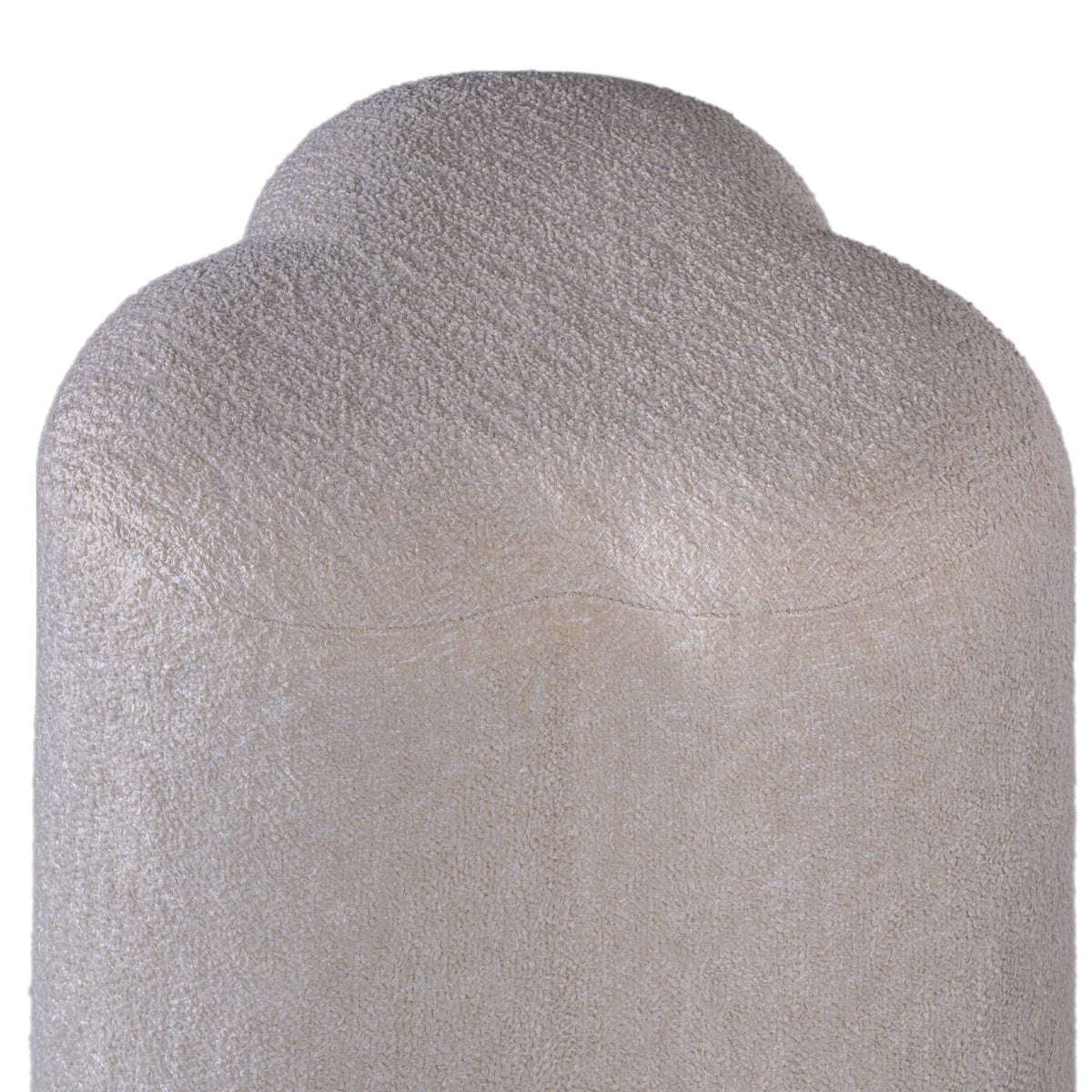 Cortesi Home Clover Ottoman in White Tweed Fabric, Round