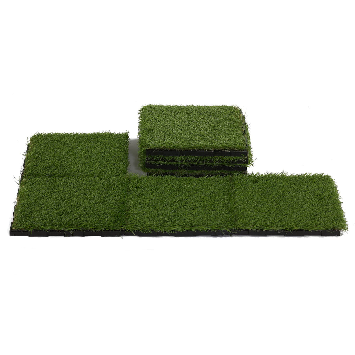 Cortesi Home FloorKNKT Artificial Grass Turf Tile Interlocking, Self Drain (Set of 9)