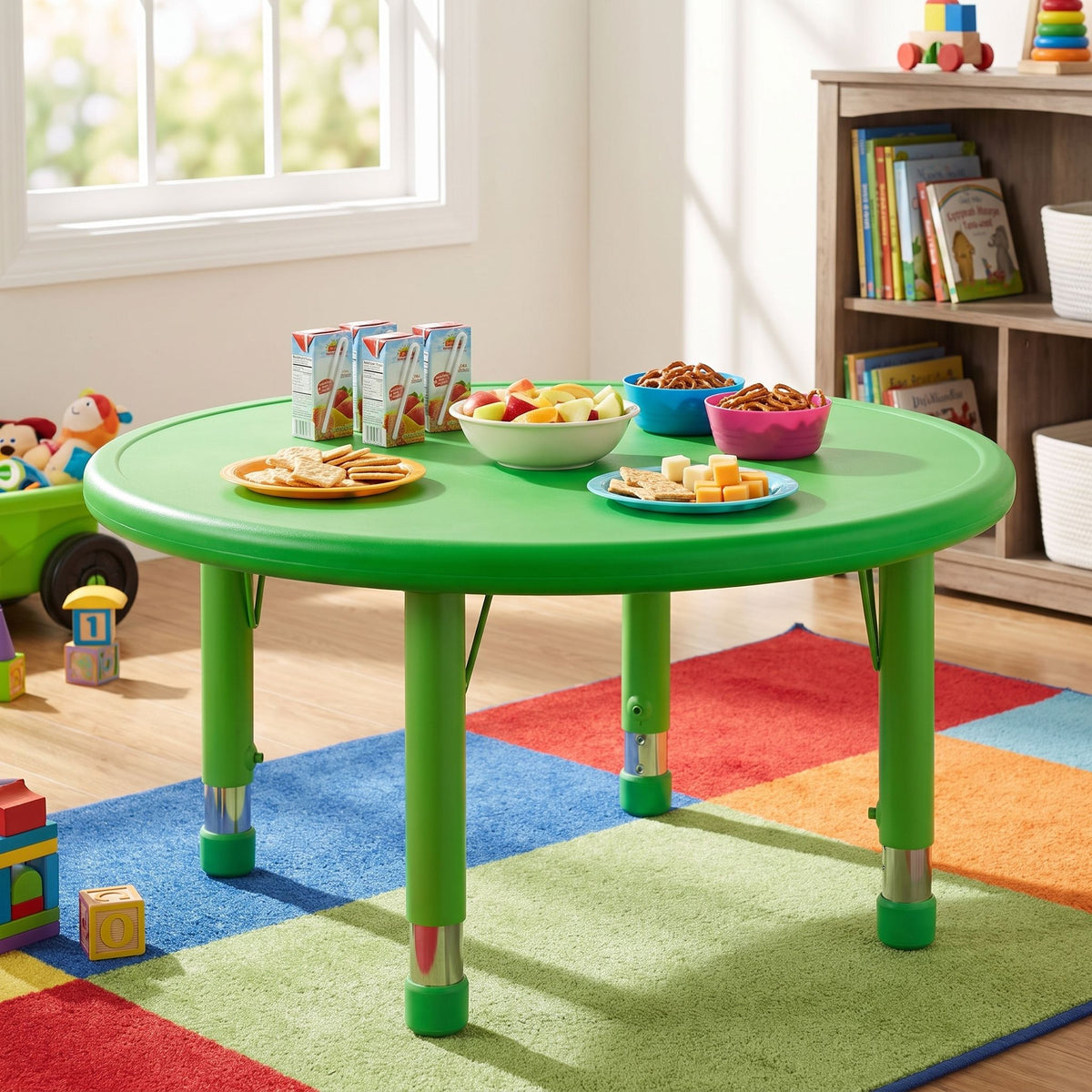 Cozy4Kids Adjustable Round Plastic Activity Table, Screaming Green