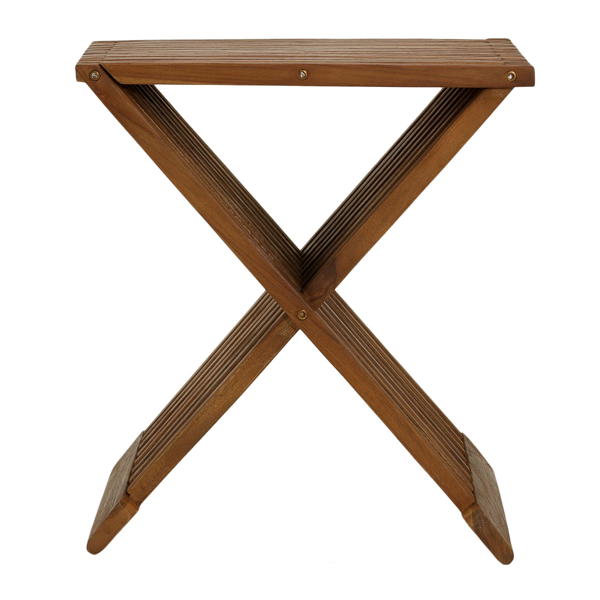 Bare Decor Rocco Folding Stool in Solid Teak Wood, 16&quot;