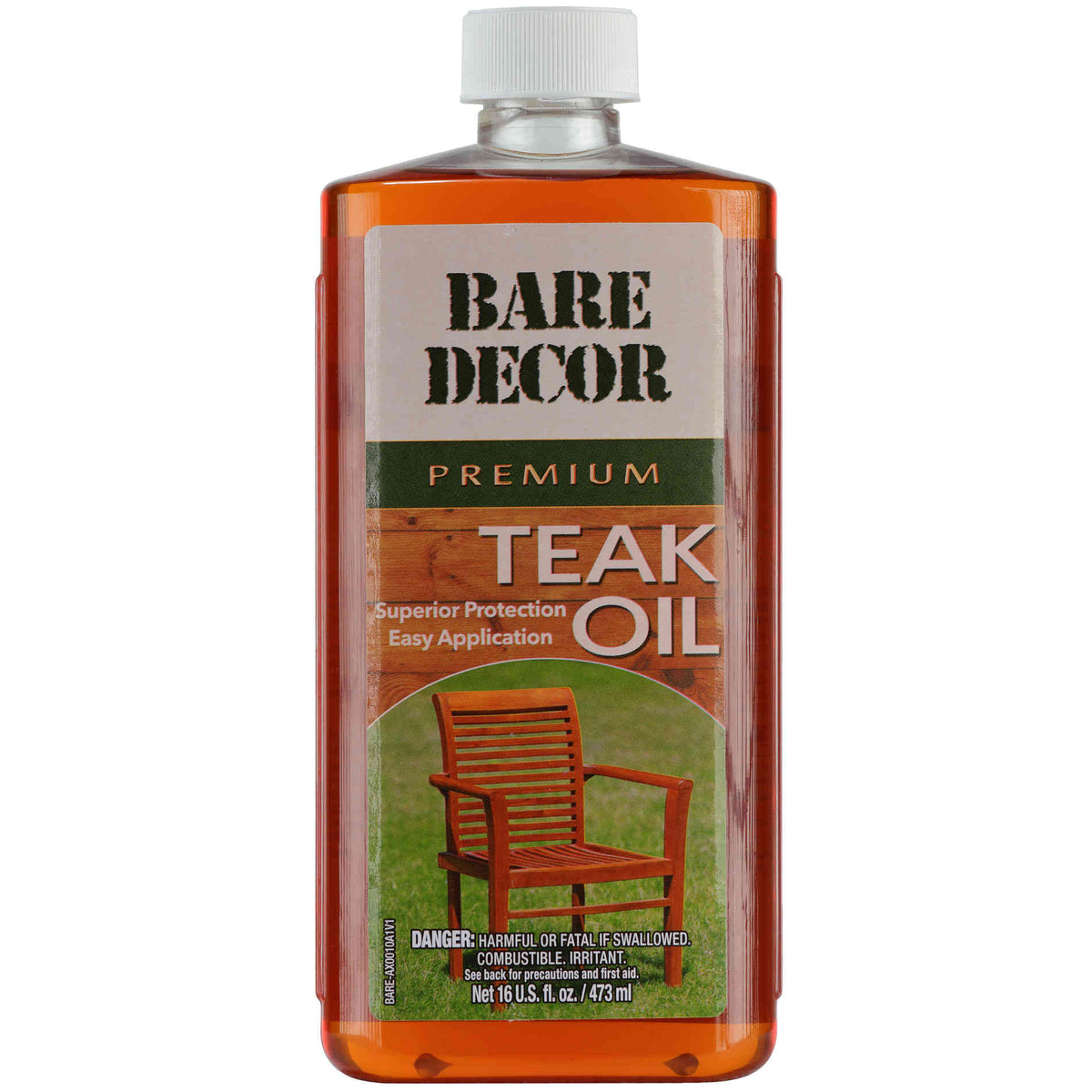 Bare Decor Premium Golden Teak Oil for Home and Marine Use, 16oz