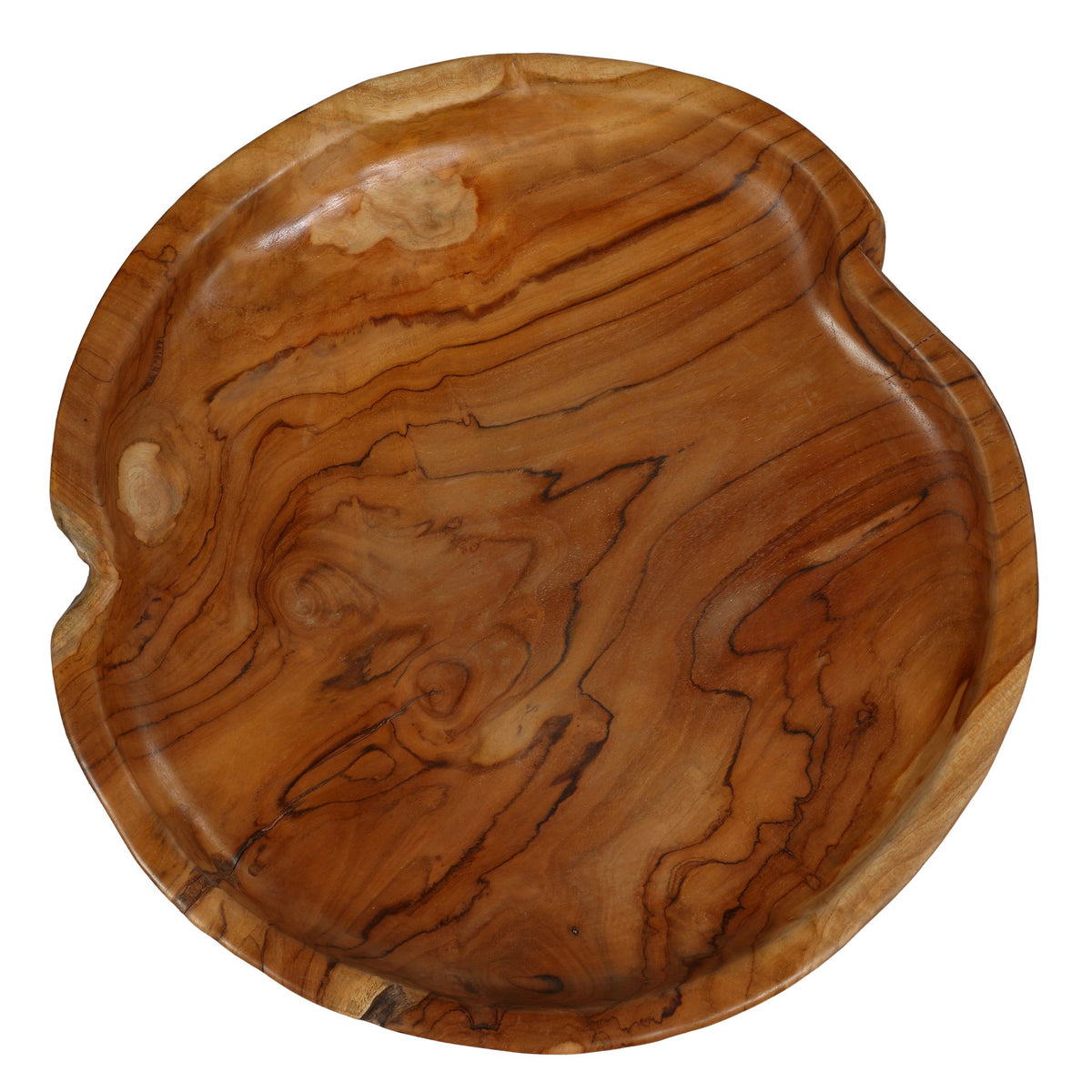 Bare Decor Ezma Solid Teak Decorative Bowl, Hand Made, 15.5&quot; Round