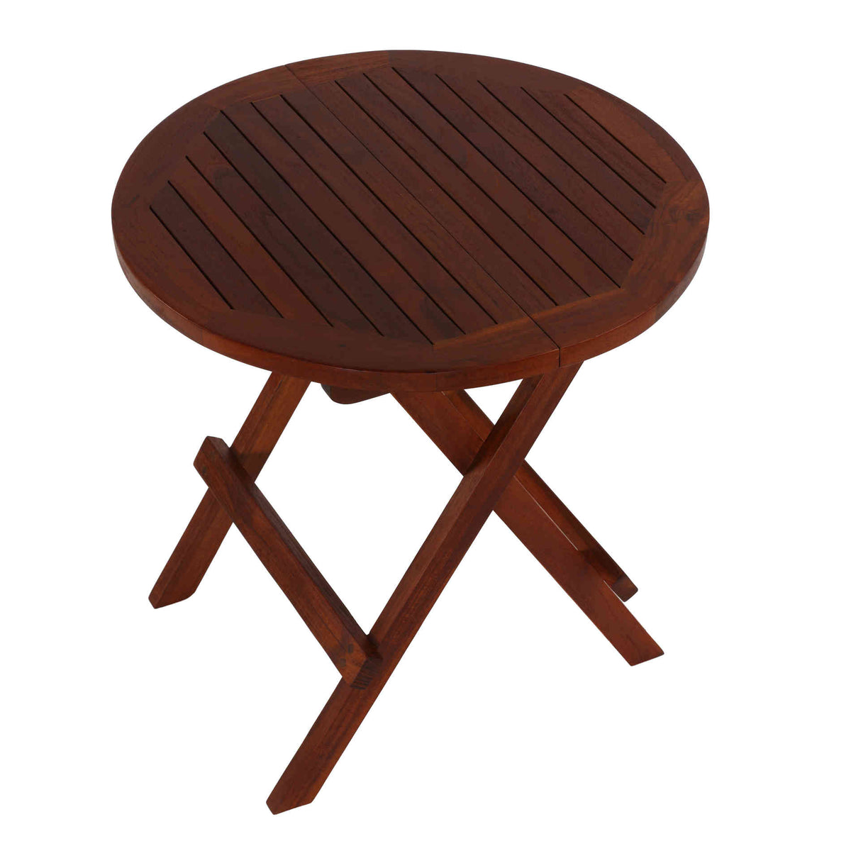 Bare Decor Karlyn Round Folding End Table in Teak Wood, 20&quot;