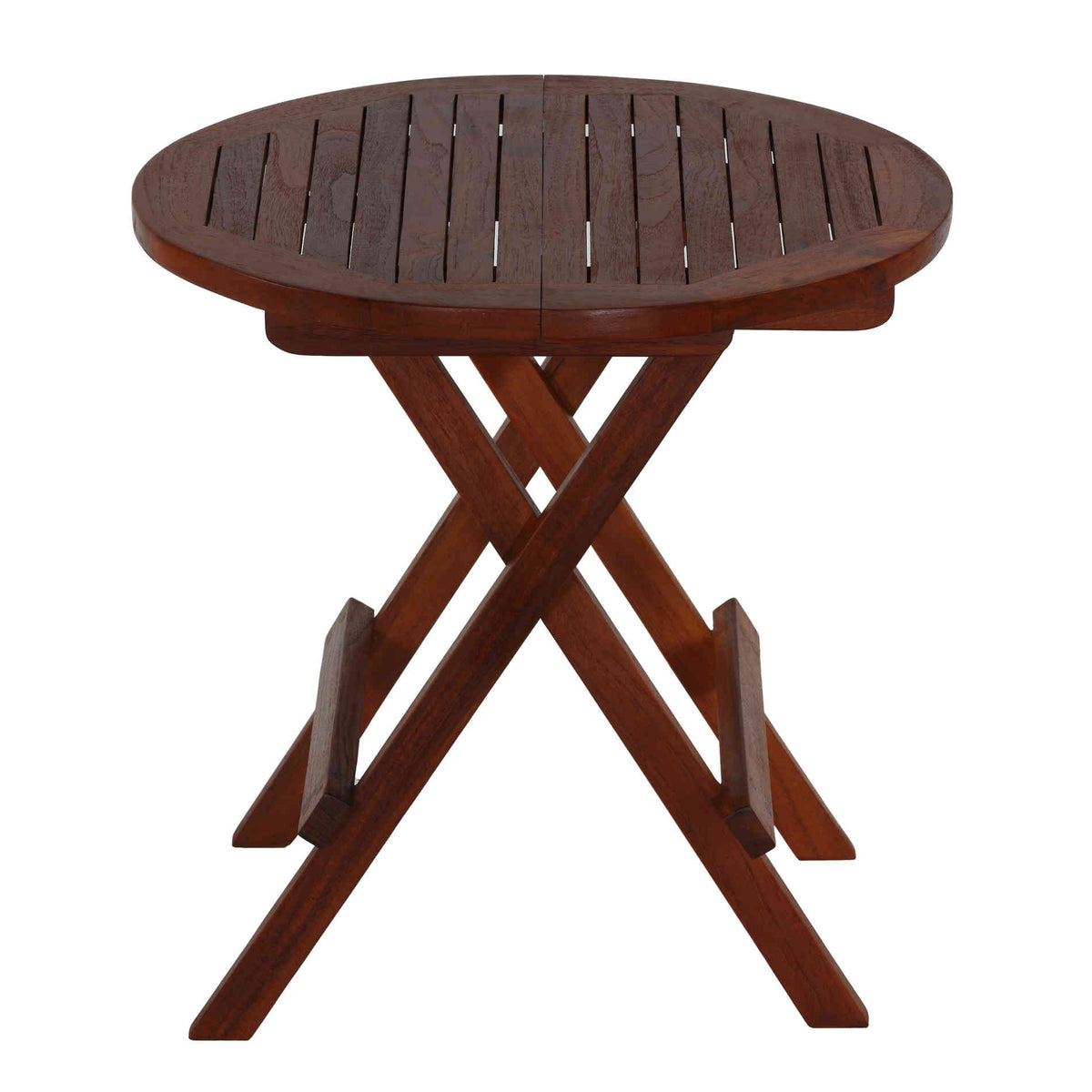 Bare Decor Karlyn Round Folding End Table in Teak Wood, 20&quot;