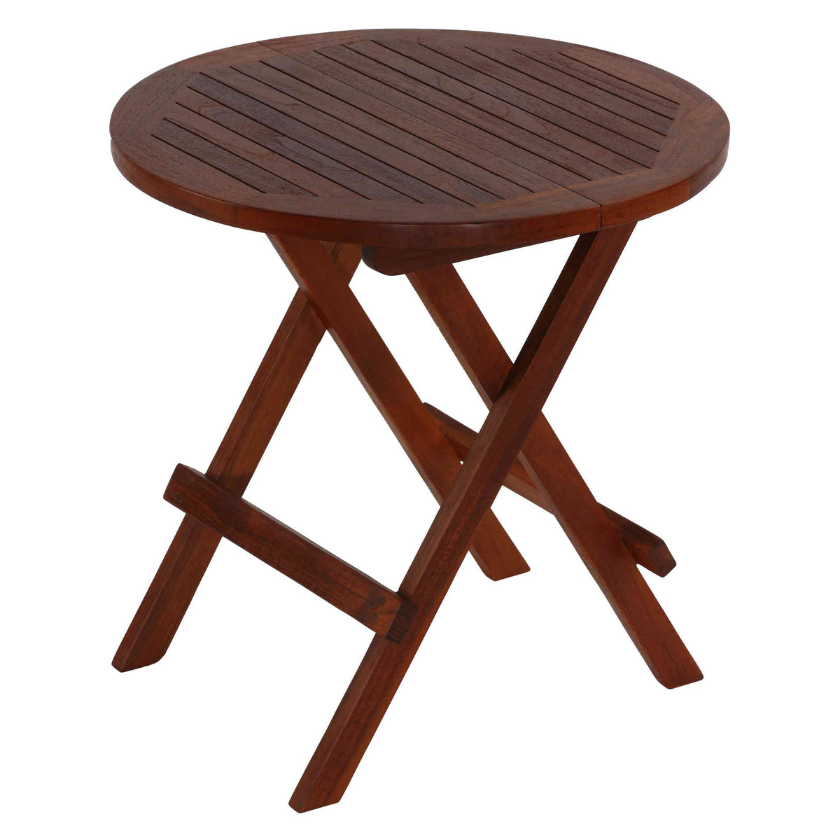 Bare Decor Karlyn Round Folding End Table in Teak Wood, 20&quot;