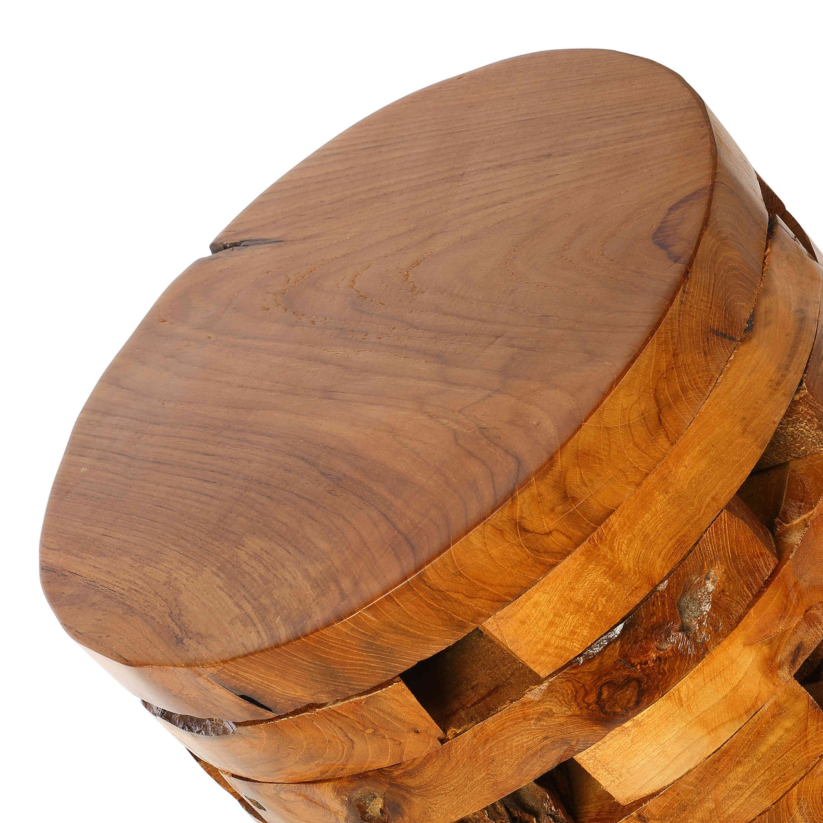 Bare Decor Stonehenge Artisan Accent Stool, Table in Solid Teak Wood