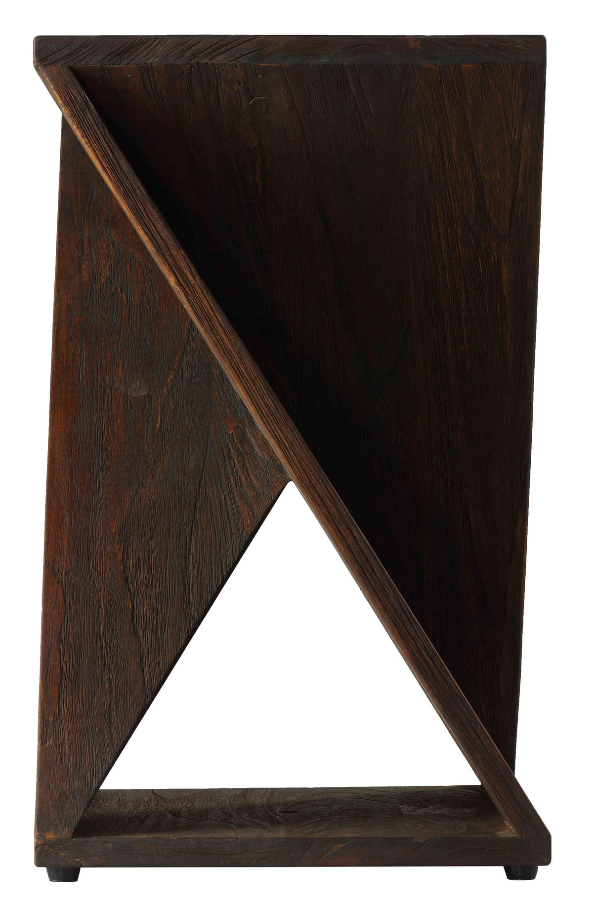 Bare Decor Twister End Table in Reclaimed Solid Teak Wood, Brown