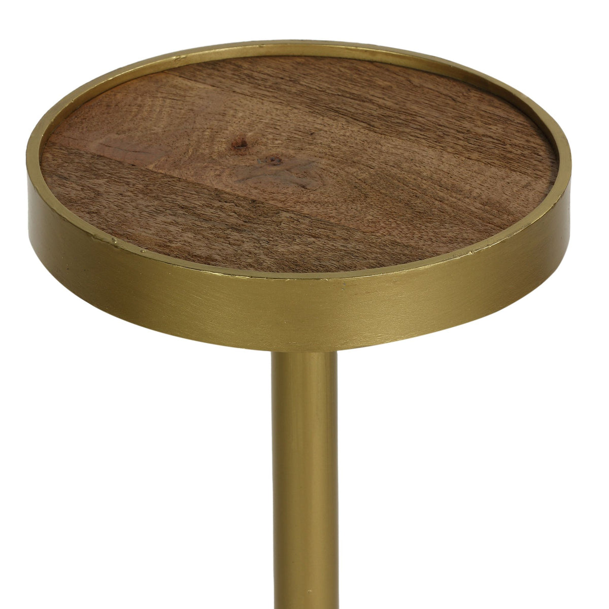 Bare Decor Maya Small Round Accent Table in Solid Metal and Wood, 8x8x25