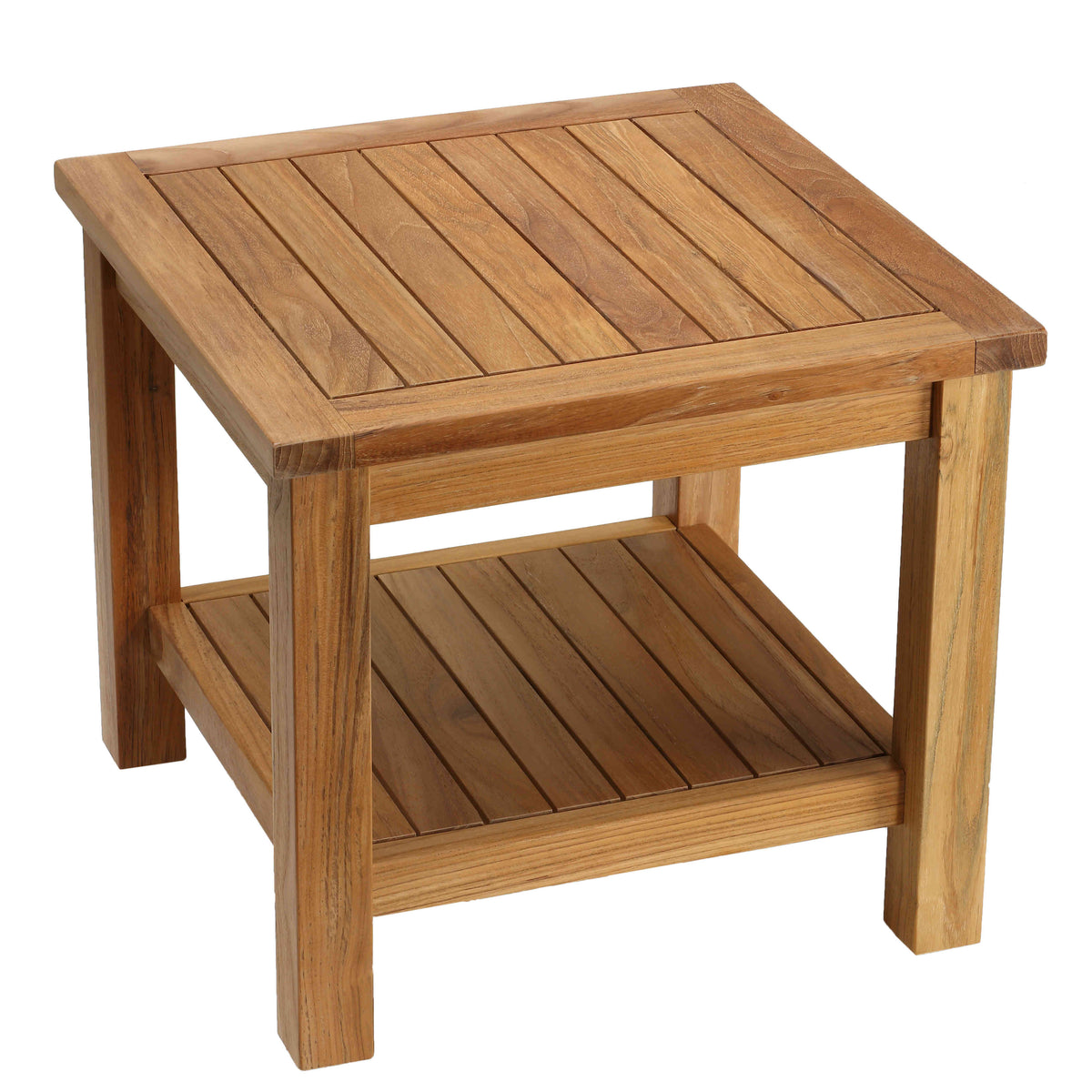 Bare Decor Turi Side Table with Shelf in Solid Teak Wood, Square 20&quot;