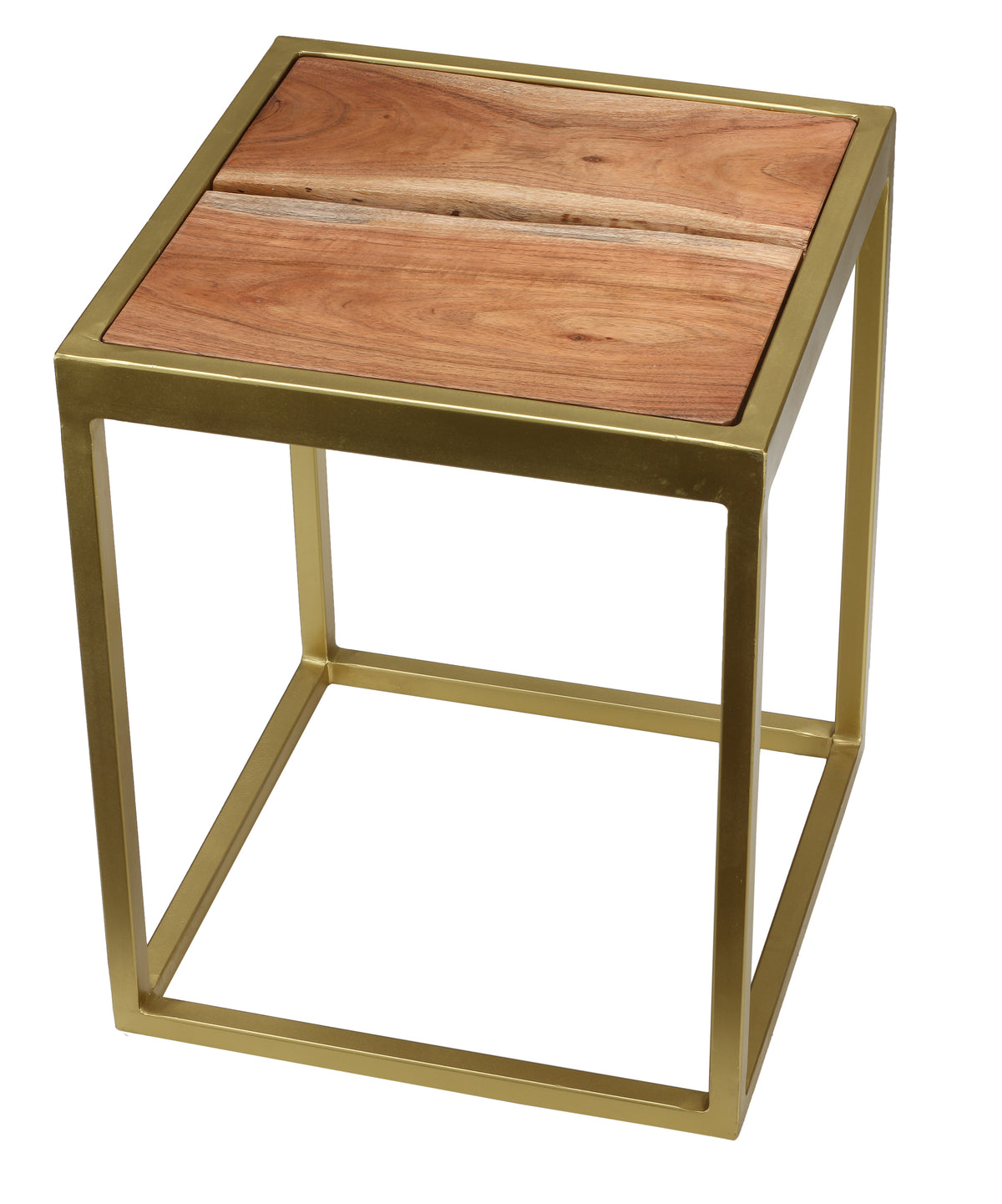 Bare Decor Dixie Brushed Gold and Wood End Table