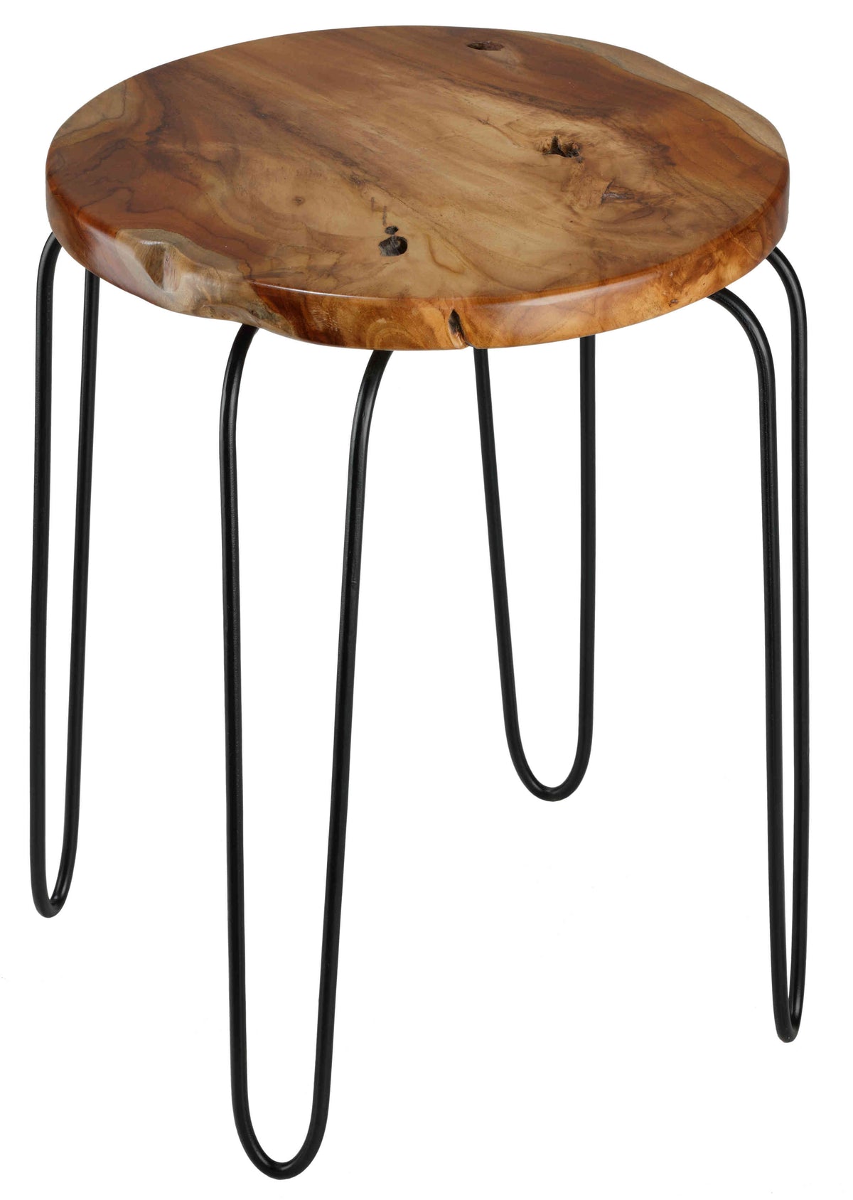 Bare Decor Lacie Accent End Table with Solid Live Edge Teak Root Top, Round 16&quot;