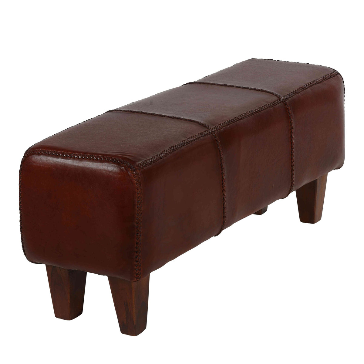 Bare Decor Morgan Large Bench Genuine 100% Leather, Brown