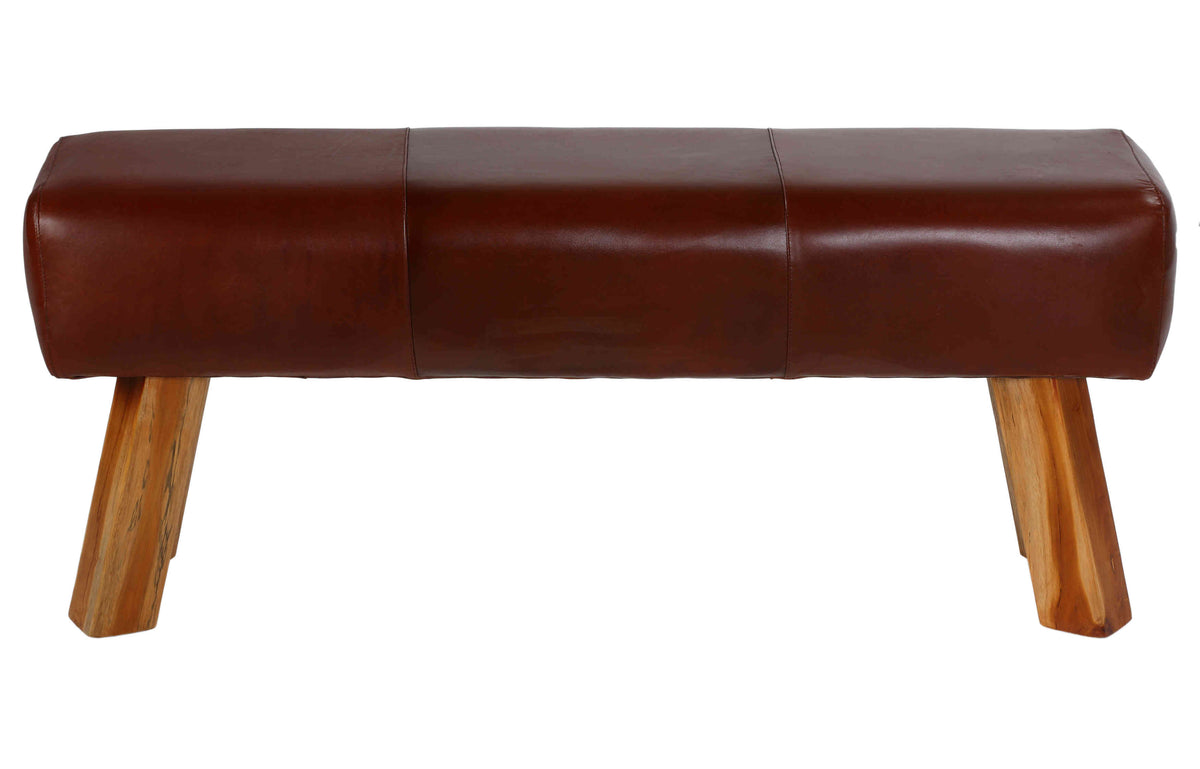 Bare Decor Lika Bench Ottoman Genuine 100% Leather, Brown