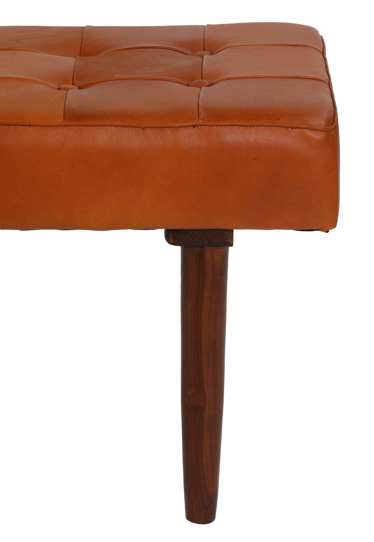 Bare Decor Edison Genuine 100% Leather Bench Ottoman, Brown